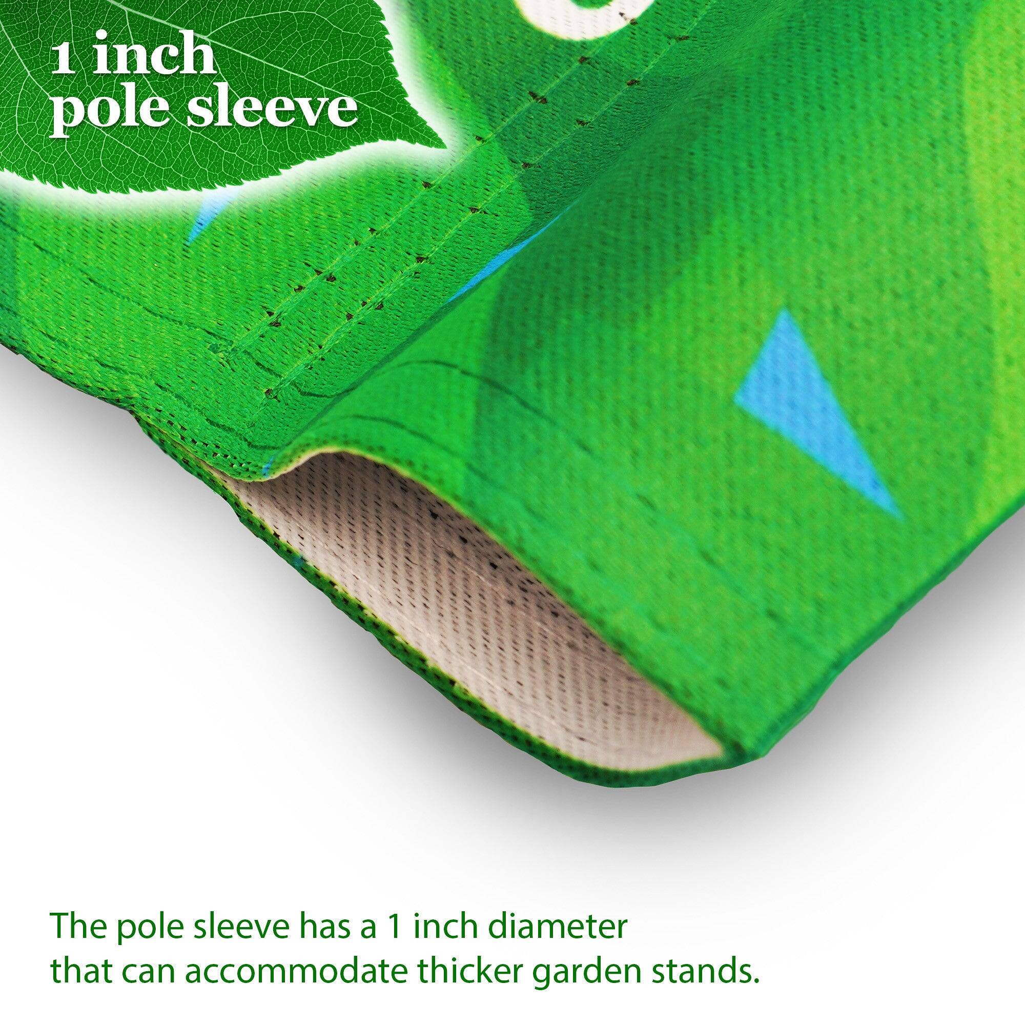 1 inch pole sleeve

The pole sleeve has a 1 inch diameter that can accommodate thicker garden stands.