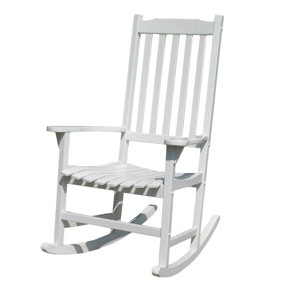 Front. Northbeam - Traditional Rocking Chair, White Painted - White.
