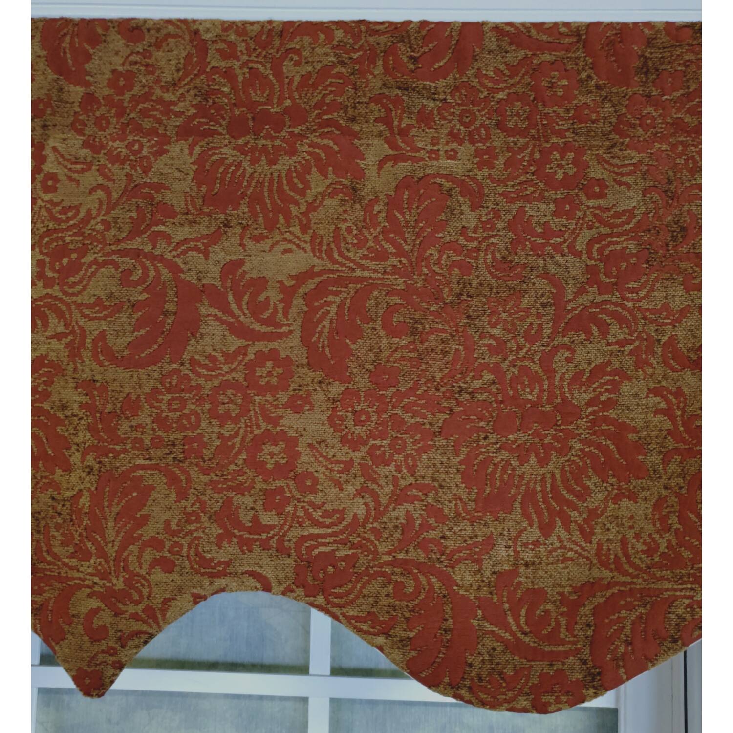 Left. RLF Home - RLF Home 3" Rod Pocket High Quality Fabric Nazareth Regal Valance for Windows 50" x 17" Garnet - Garnet.