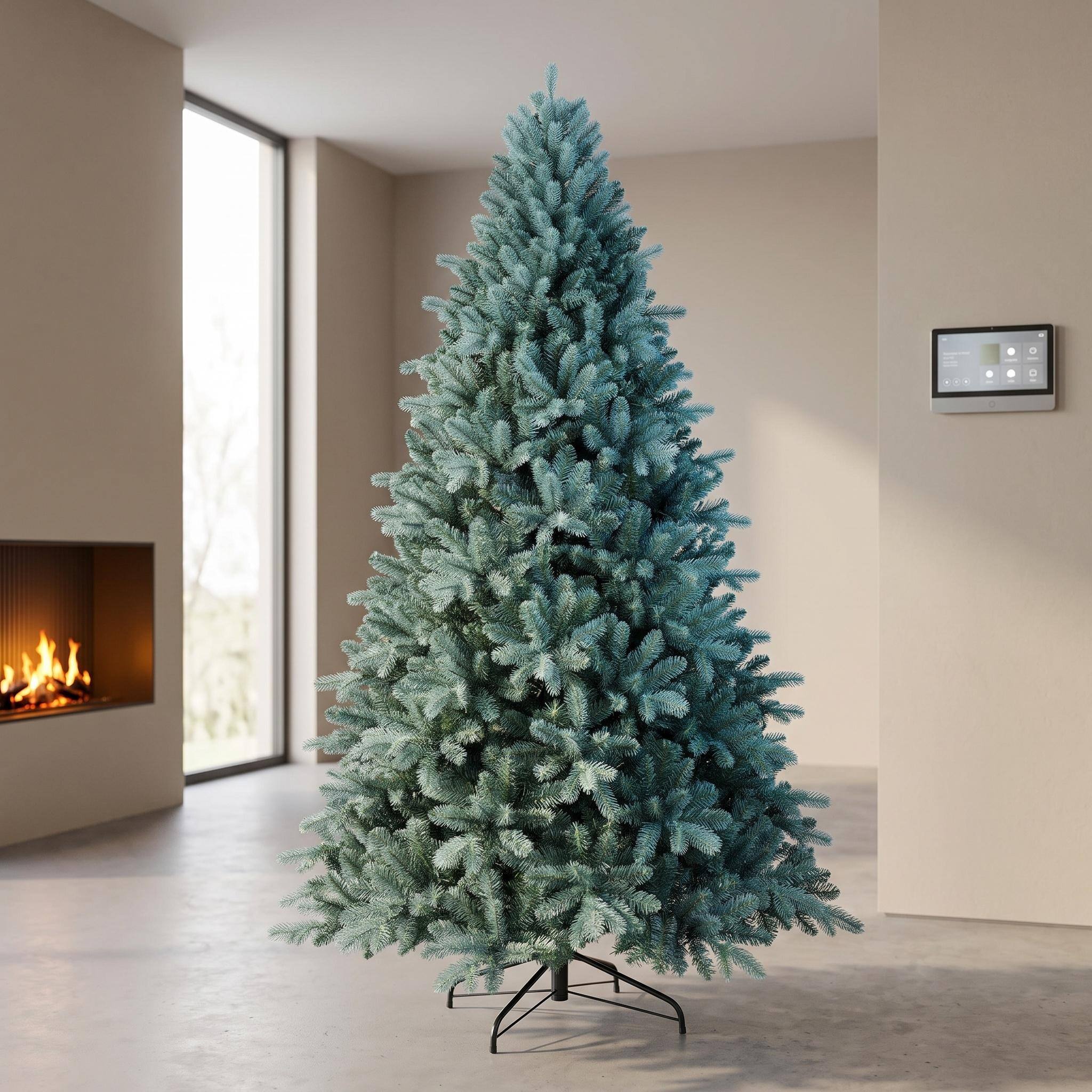 Angle. Forest'nSky - 5 ft. Blue-Green Tint PE/PVC Christmas Tree with 854 Tips Hinged Branch Design and Metal Stand - Blue+Green.
