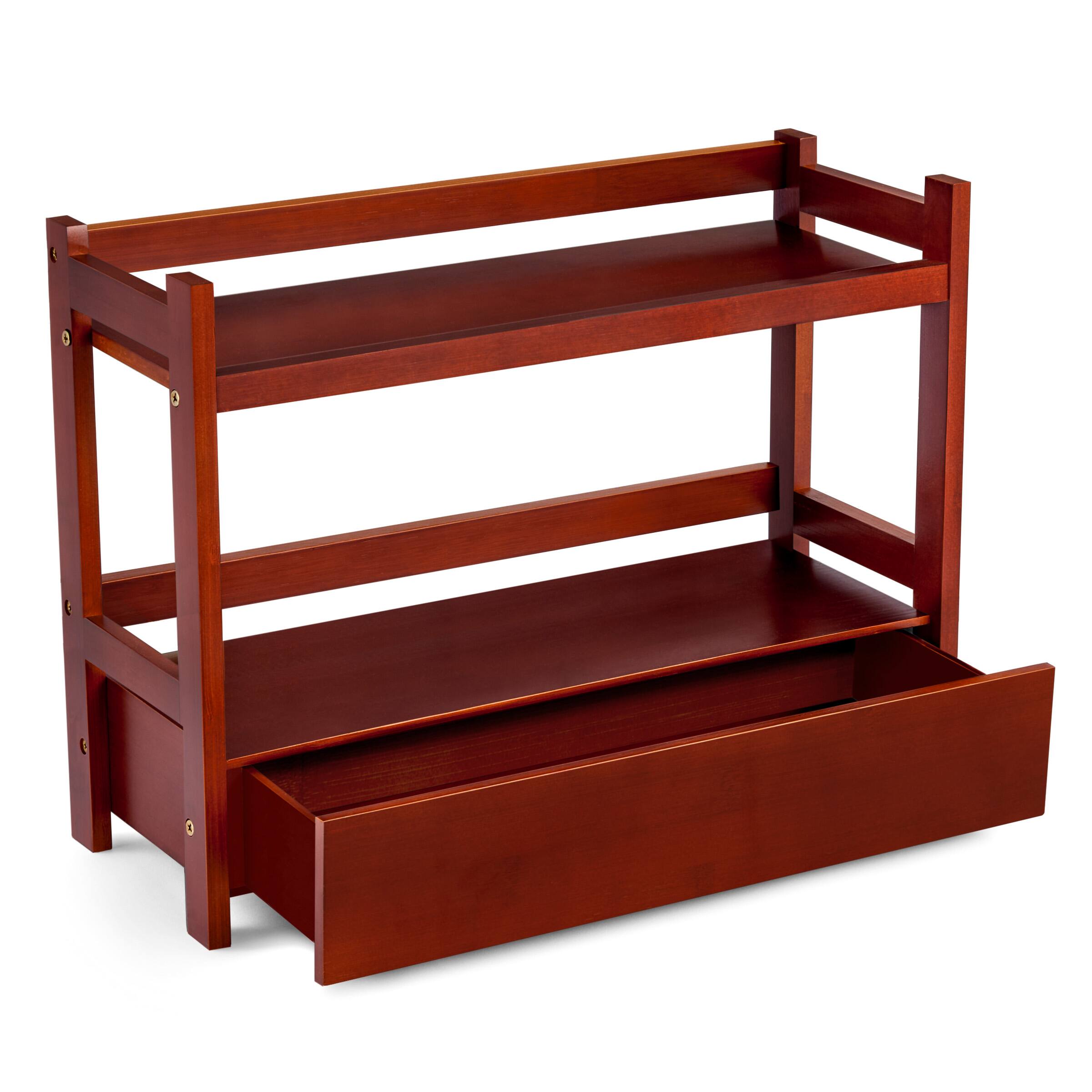 Angle. Sorbus - Sorbus 2-Tier Bamboo Kitchen Countertop Organizer - ideal for storage and display, Matcha, Coffee Station, Bathroom - Espresso.