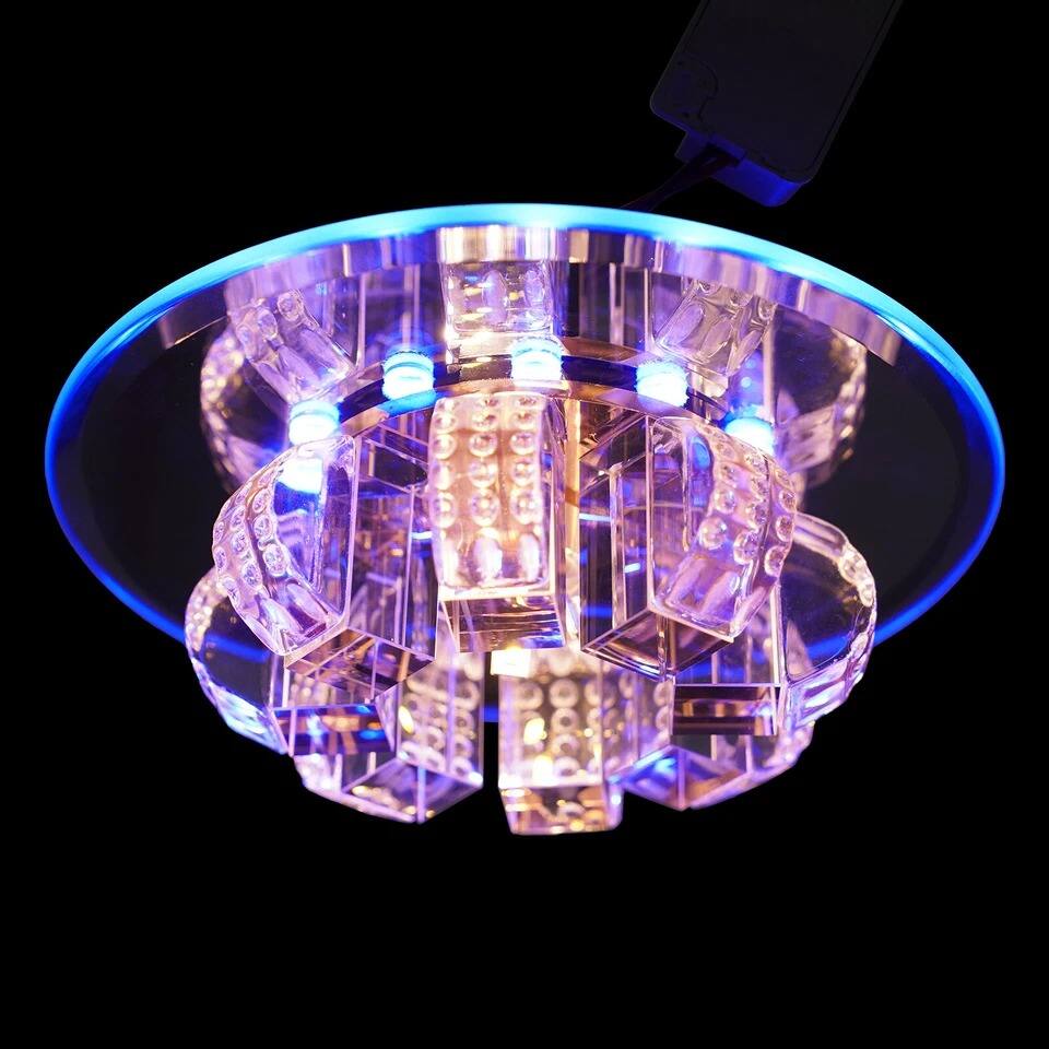 Back. Home Collection - 18cm Modern Crystal LED Flush Mount Ceiling Light Fixture for Hallway and Bedroom.