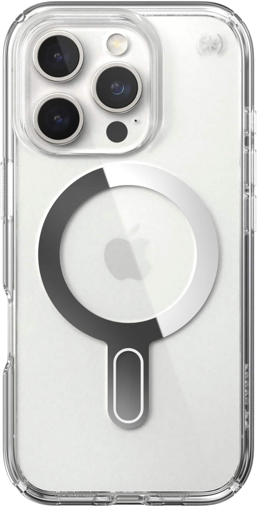 Speck - Presidio Perfect Clear ClickLock Case with MagSafe for Apple iPhone 16 Pro - Clear/Chrome - Front_Zoom