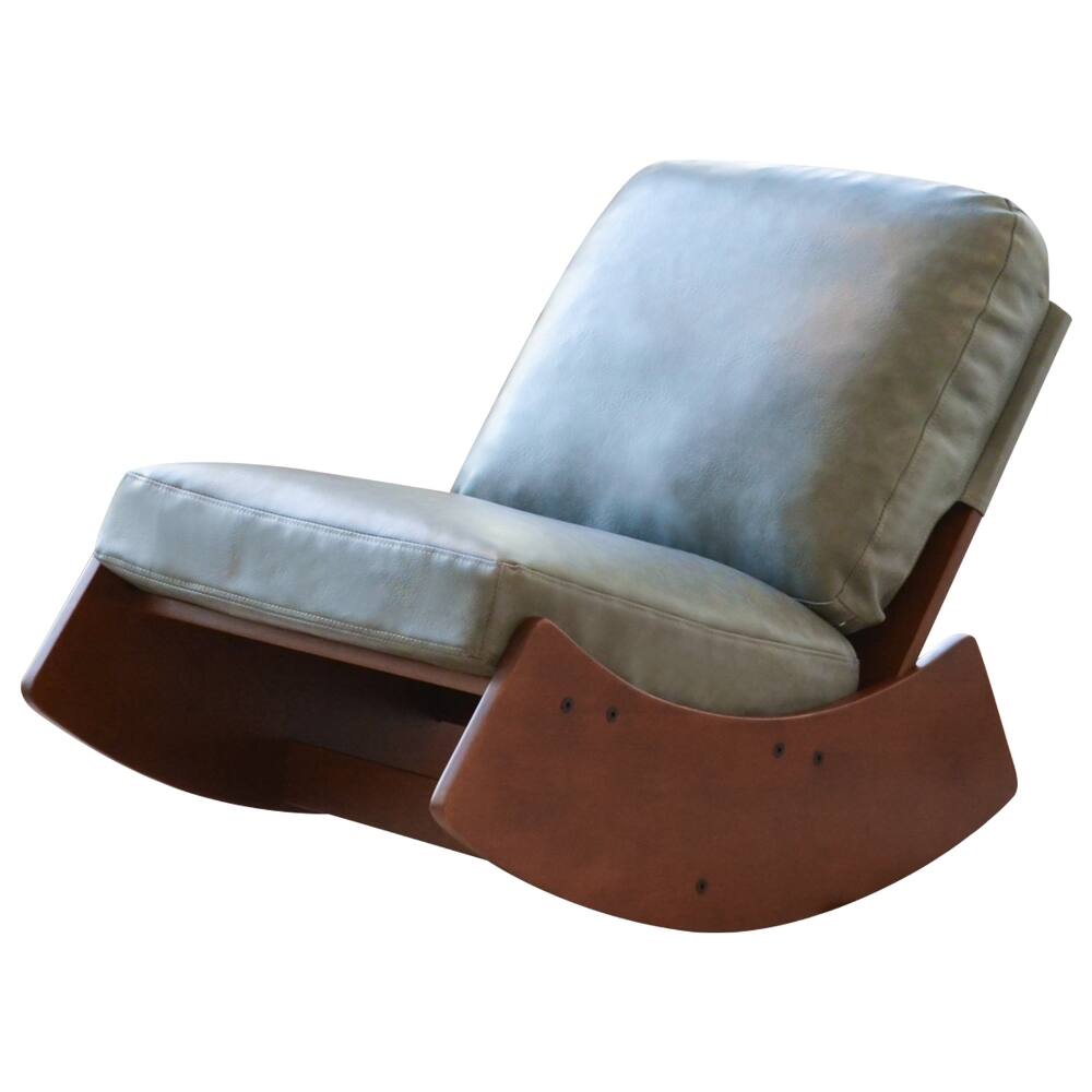 Alt View 2. Loheer - Loheer Blue Faux Leather Glider Rocking Chair Solid Wood Frame Accent Reading Chair for Nursery Bedroom Living Room - Blue.