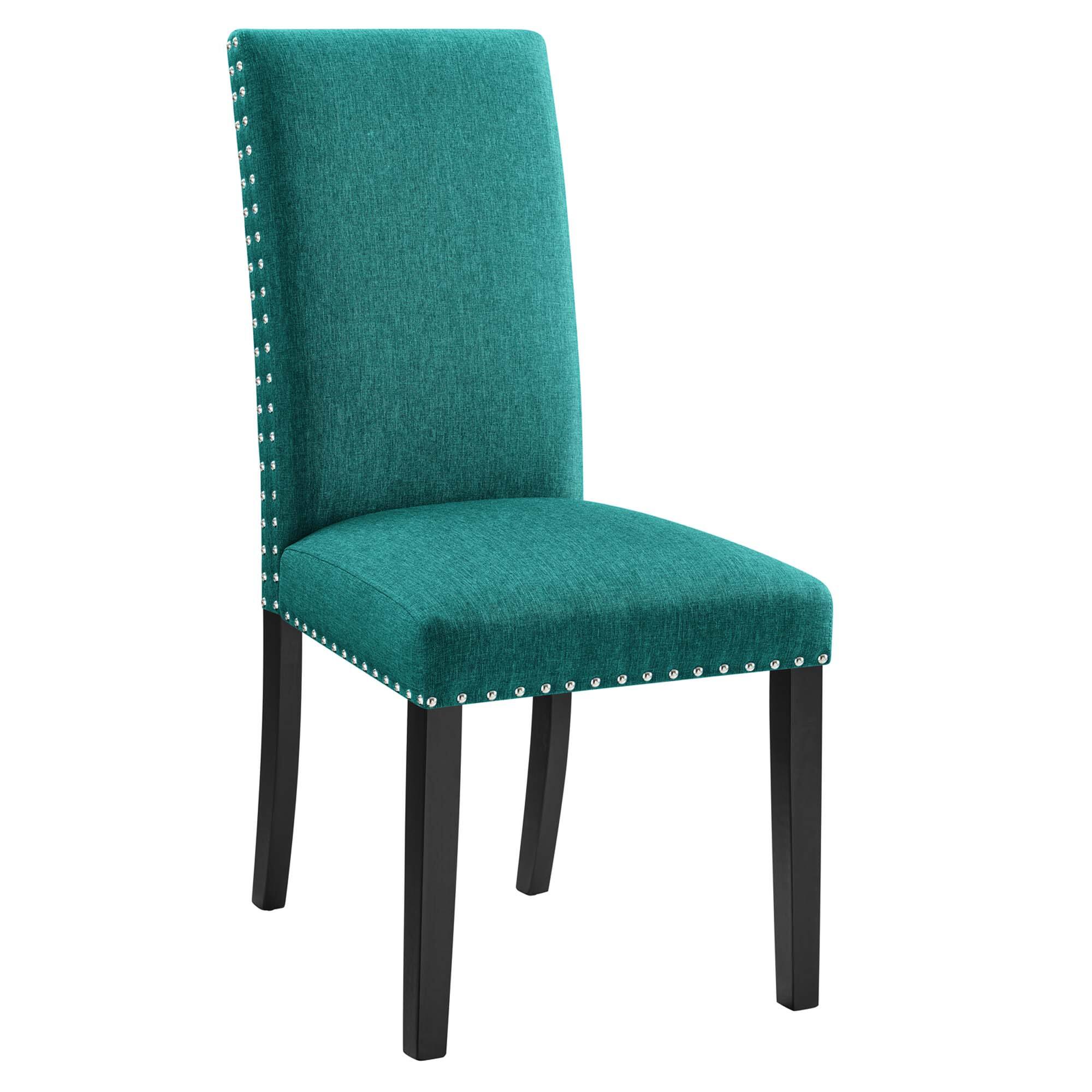 Angle. Modway - Parcel Dining Upholstered Fabric Side Chair by Modway - Teal.
