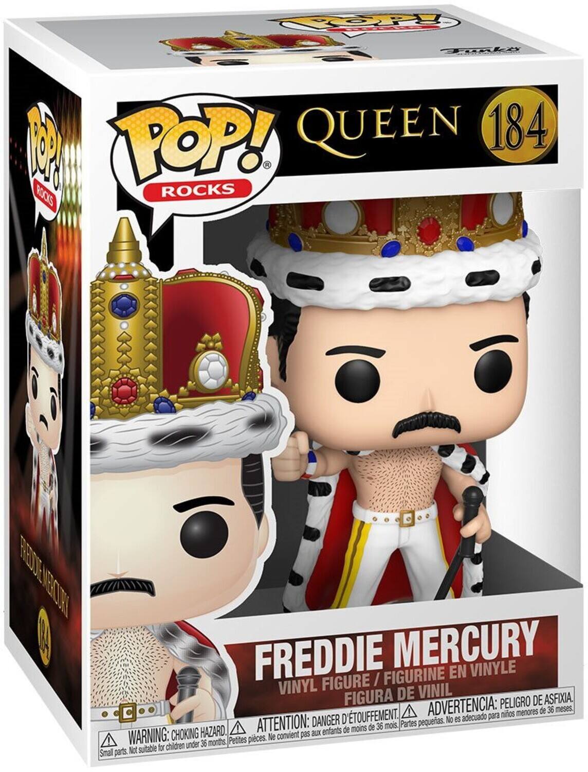 POP! ROCKS
QUEEN 184
FREDDIE MERCURY
VINYLE / FIGURINE EN VINYL
FIGURE VINIL
FIGURA DE VINIL
ADVERTENCIA: PELIGRO DE ASFIXIA
ATTENTION: DANGER D'ETOUFFEMENT
CHOKING HAZARD
WARNING: CHOKING HAZARD
Partes pequeñas. No es adecuado para niños menores de 36 meses.
Small parts. Not suitable for children under 36 months.