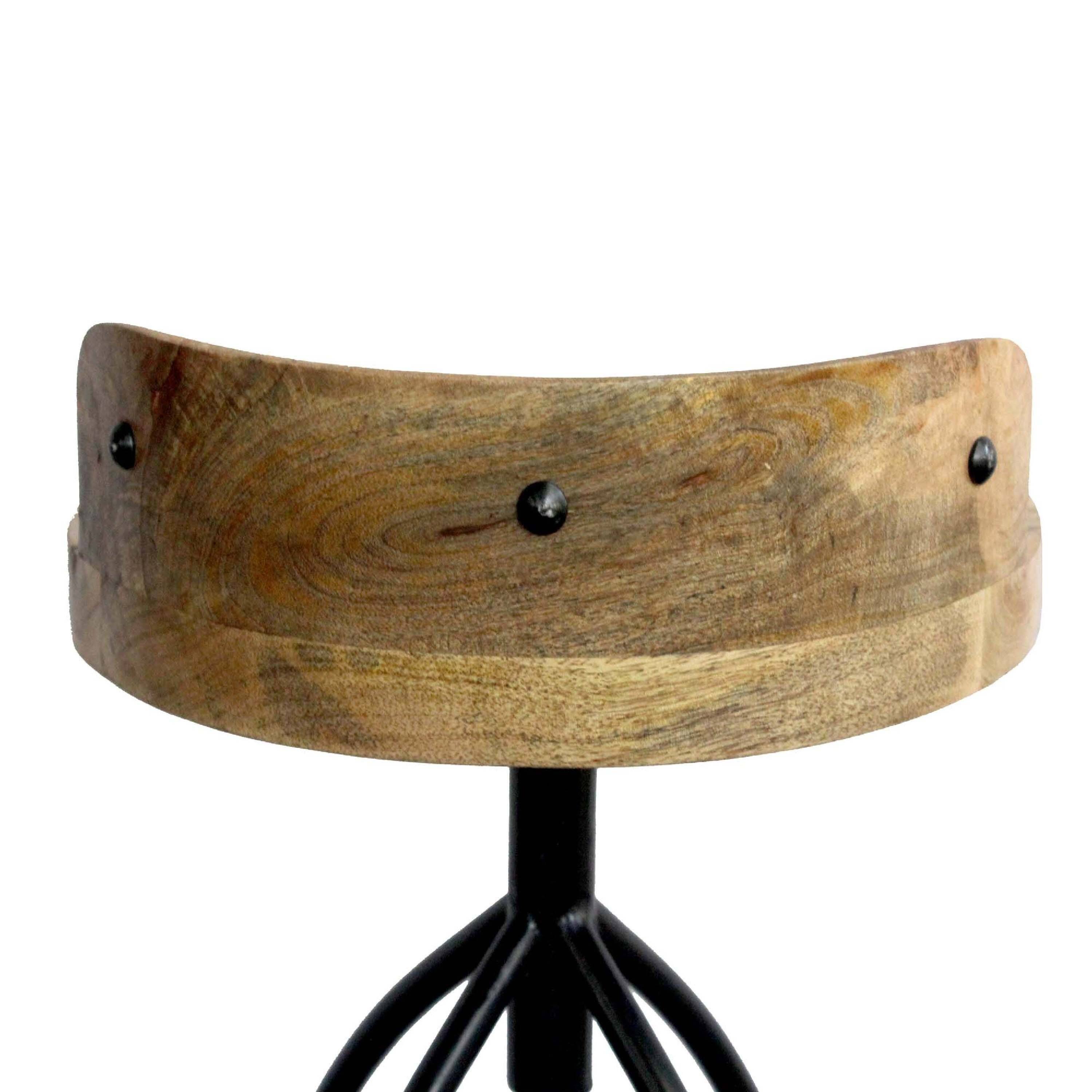 Alt View 2. Manhattan Lane - Pia 32-35 Extra Tall Adjustable Barstool, Natural Brown Mango Wood Seat, Iron Frame - Brown and Black.