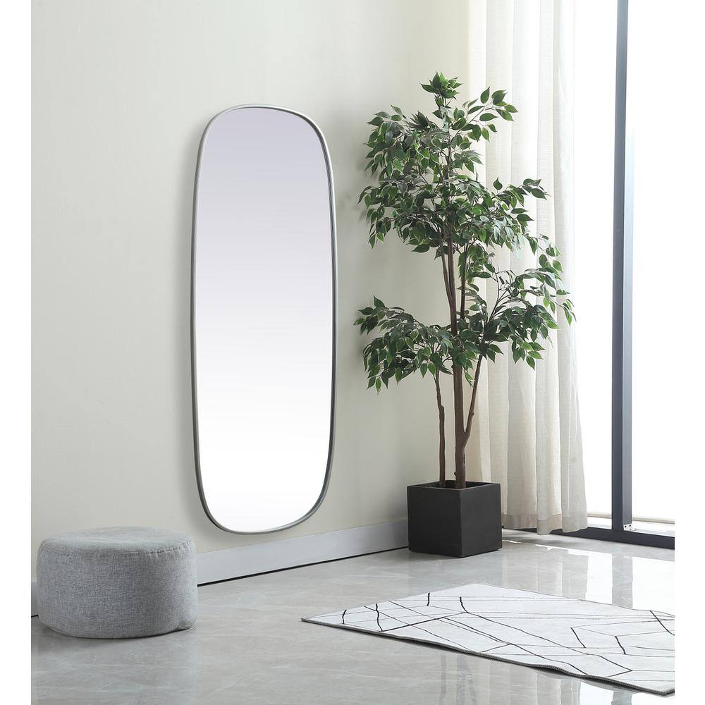 Alt View 6. Elegant Decor - Metal Frame Oval Mirror 24x60 Inch in Silver - Silver.