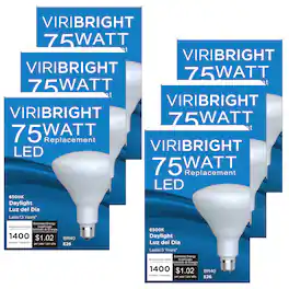 VIRIBRIGHT - 75-Watt EQ BR40 E26 Dimmable LED Flood Light Bulb Daylight (6-Pack) - 6500K