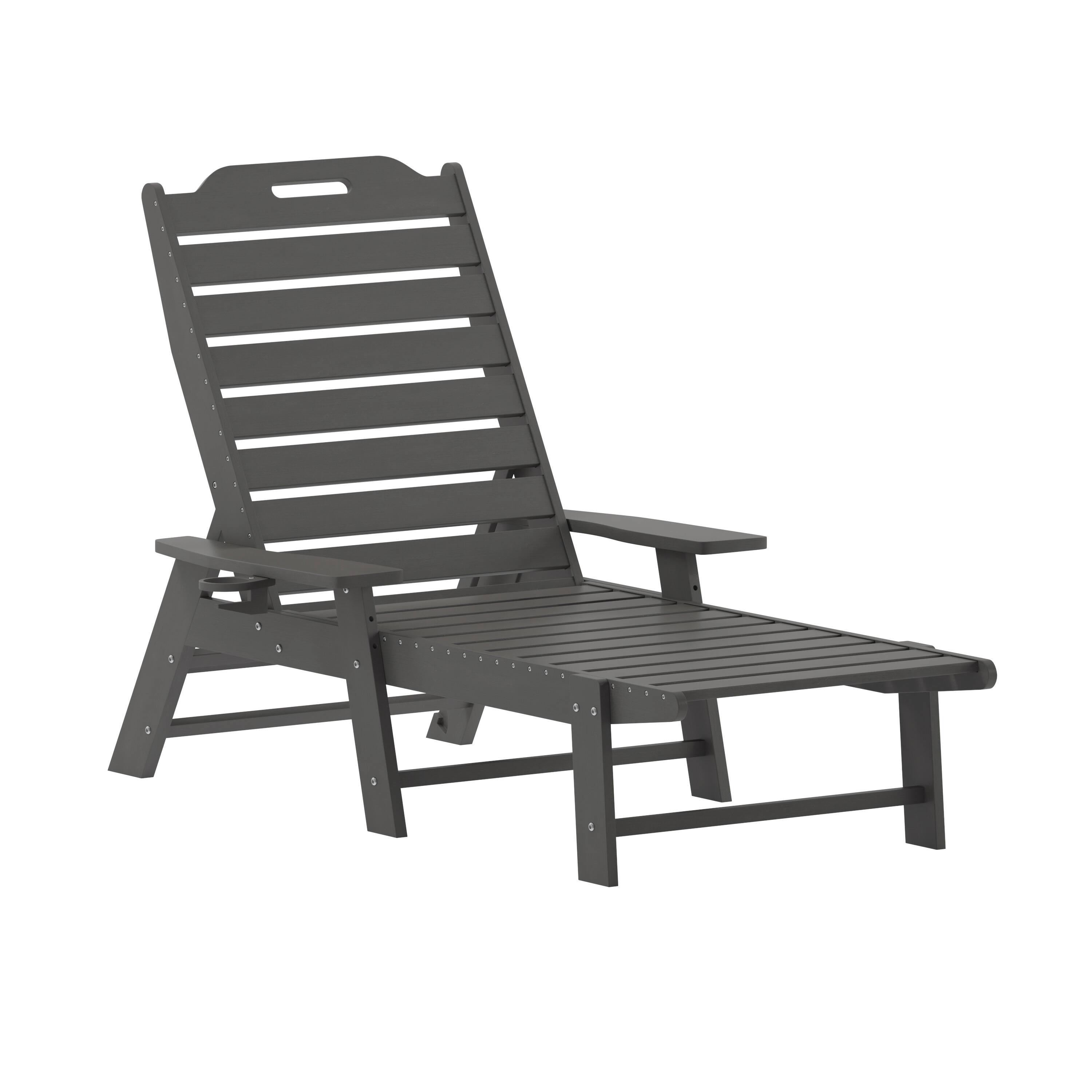 Alt View 7. Emma + Oliver - 3pc Indoor/Outdoor Set with 2 Adirondack Lounge Chairs/Folding Side Table - Gray.