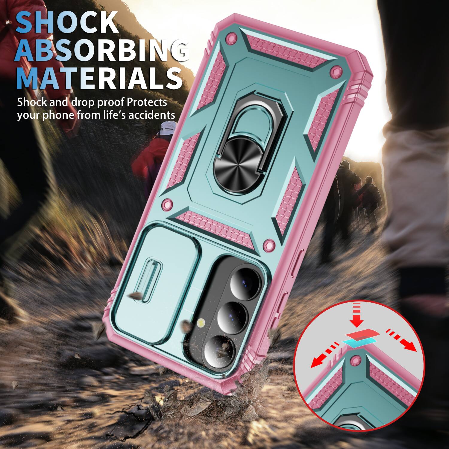 SHOCK ABSORBING MATERIALS  
Shock and drop proof  
Protects your phone from life's accidents