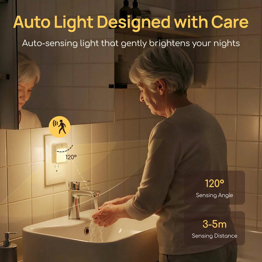 Auto Light Designed with Care  
Auto-sensing light that gently brightens your nights  

120°  
Sensing Angle  

3-5m  
Sensing Distance