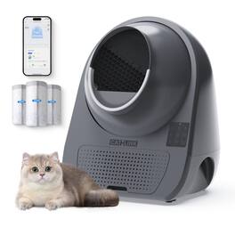 CatLink - SE Self-Cleaning Litter Box, Multiple Cats, App & Health Monitoring, Odor Control, 3.5–22 lbs Capacity - Gray