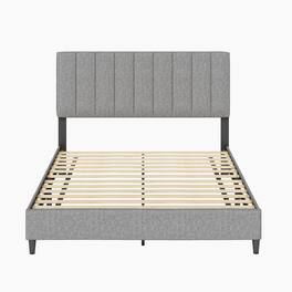 Boyd Sleep - Leah Upholstered Platform Bed Frame, 13 Slat Support, No Box Spring Required, Queen - Gray