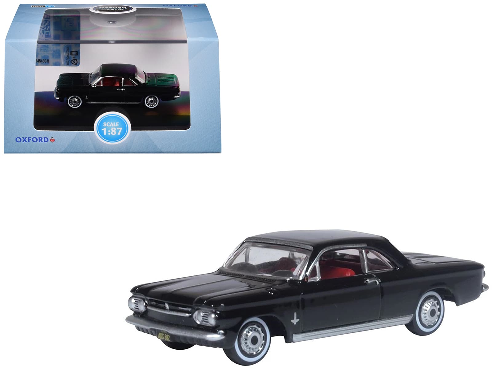 1963 Chevrolet Corvair Coupe Tuxedo Black with Red Interior  1/87 (HO) Scale Diecast Model Car by Oxford Diecast price history on PriceWatchPro