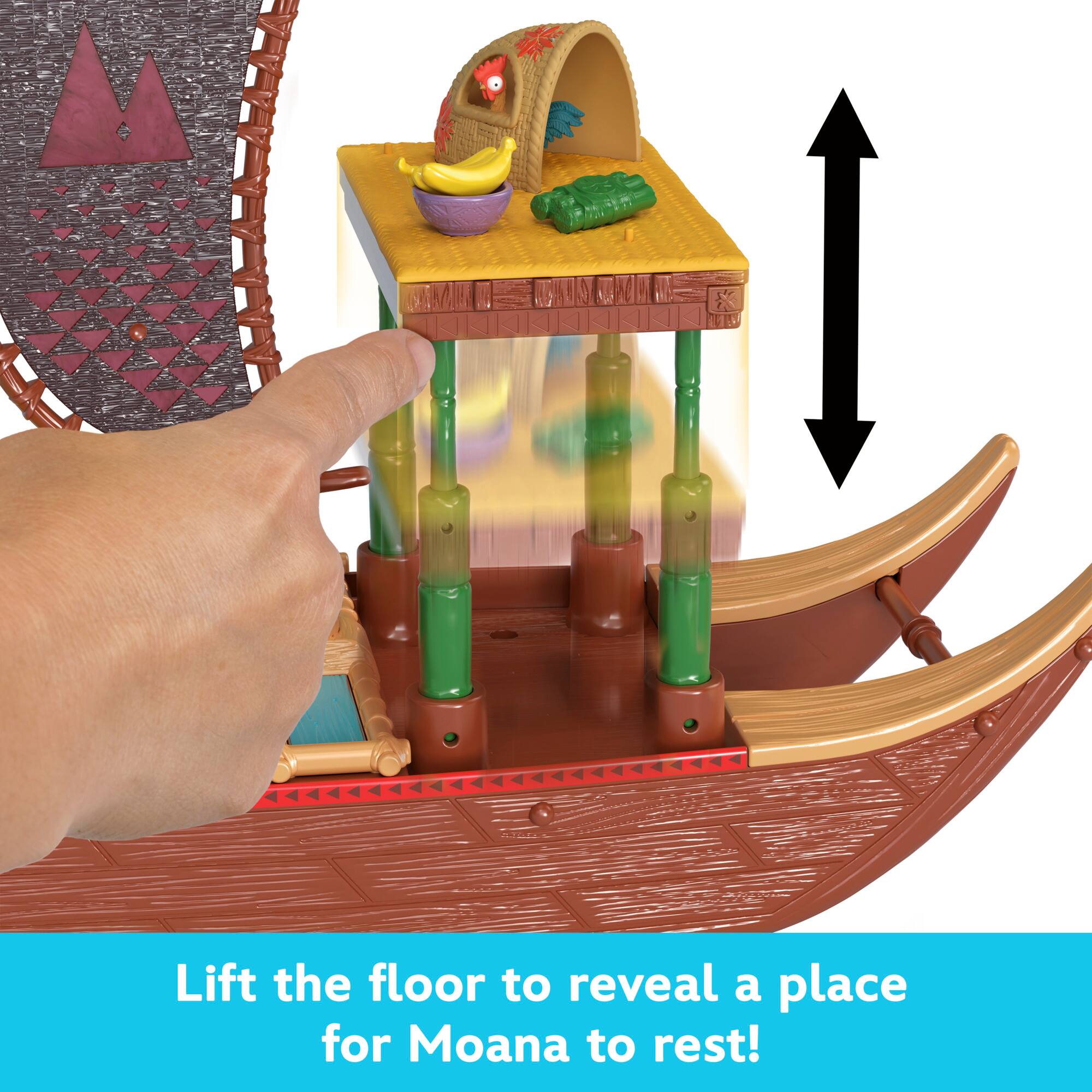 I lift the floor to reveal a place for Moana to rest!