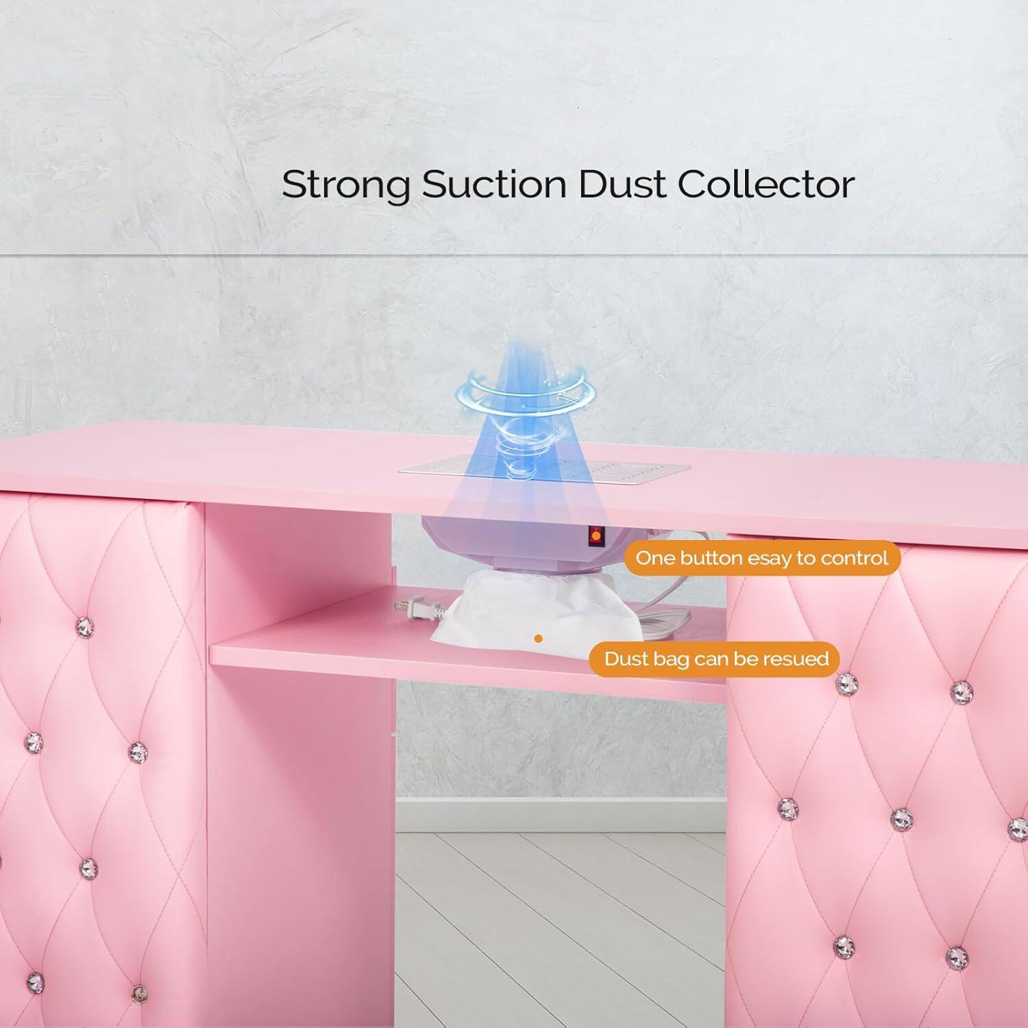Strong Suction Dust Collector  
One button easy to control  
Dust bag can be reused