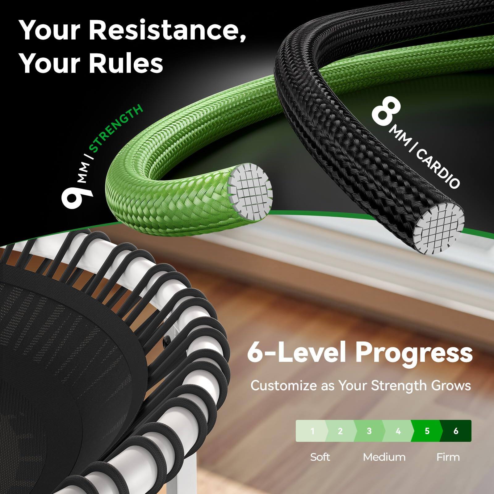 Your Resistance, Your Rules

9 MM | STRENGTH

8 MM | CARDIO

6-Level Progress

Customize as Your Strength Grows

1 Soft
2 Medium
3 Firm