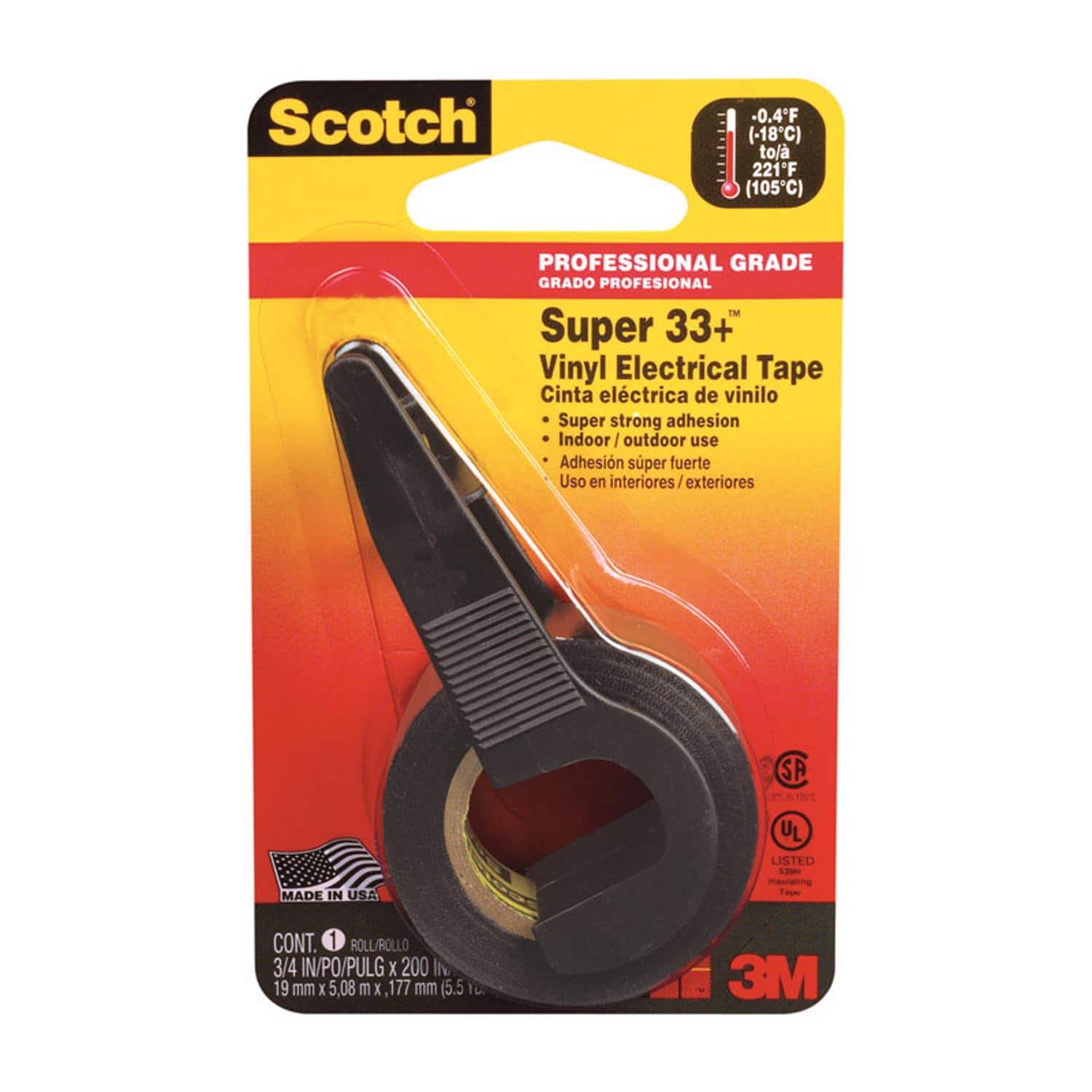 Scotch - Super 33+ 3/4 in. W X 200 in. L Black Vinyl Electrical Tape