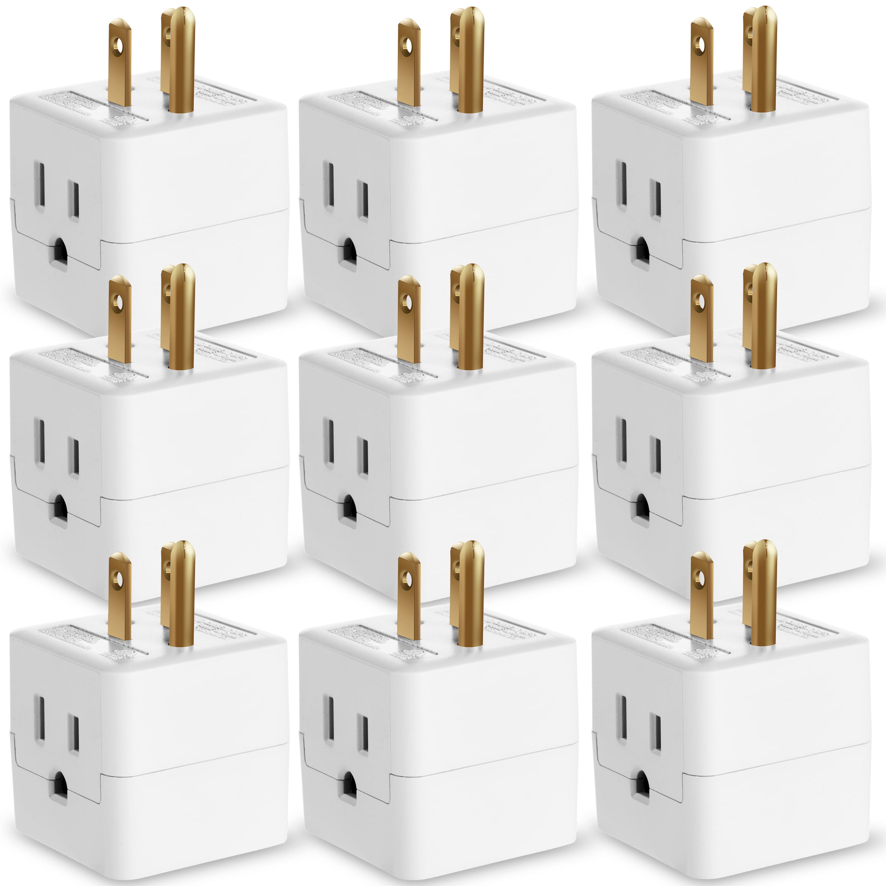 Fosmon - [ETL Listed] 9x Electrical Outlet Extender Multi Plug Wall Outlet(3-Outlet), Surge Protector Outlet Splitter 3-Prong 15A - White