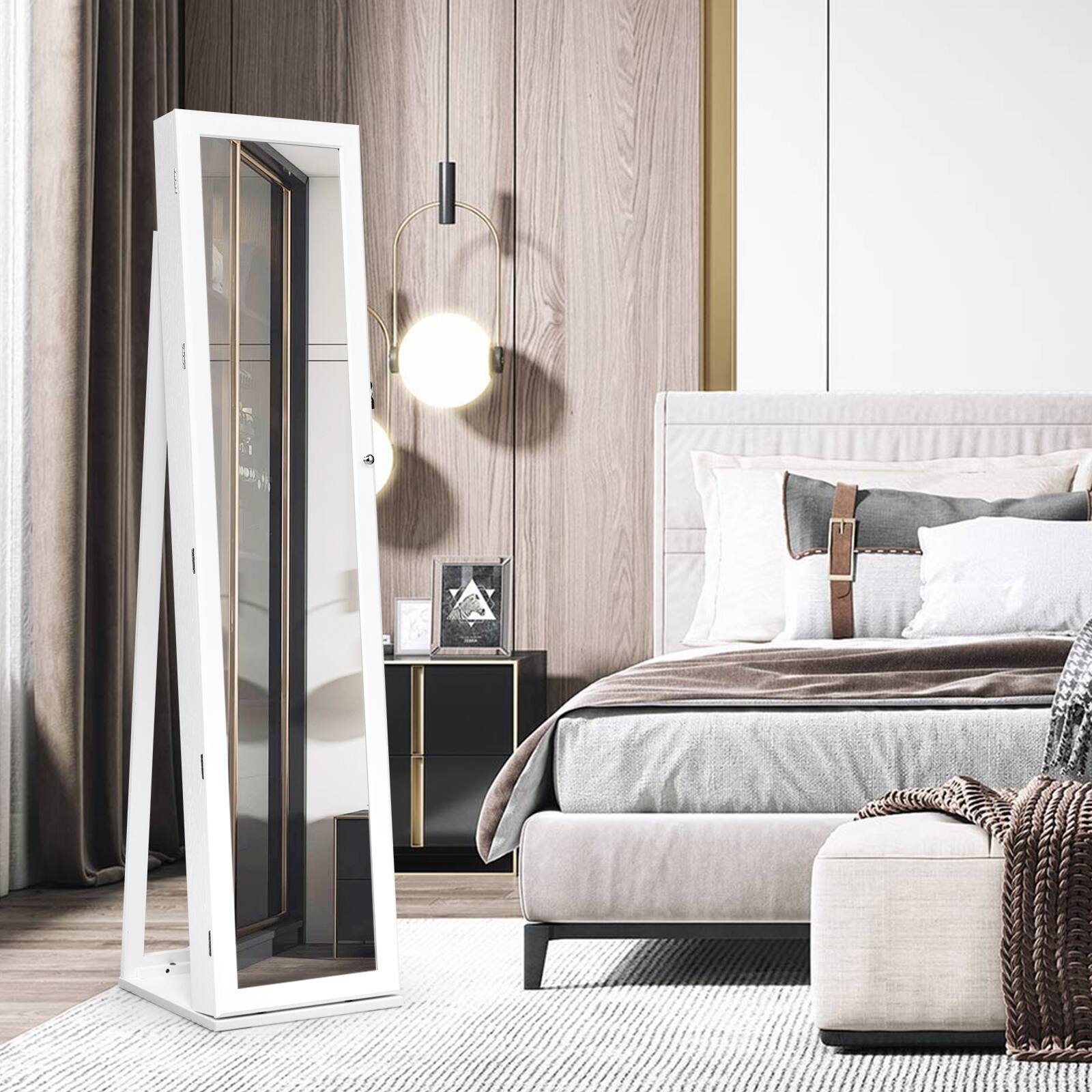 Alt View 1. Ecooso - Standing Lockable Jewelry Organizer with Full-Length Mirror and Large Storage Capacity.