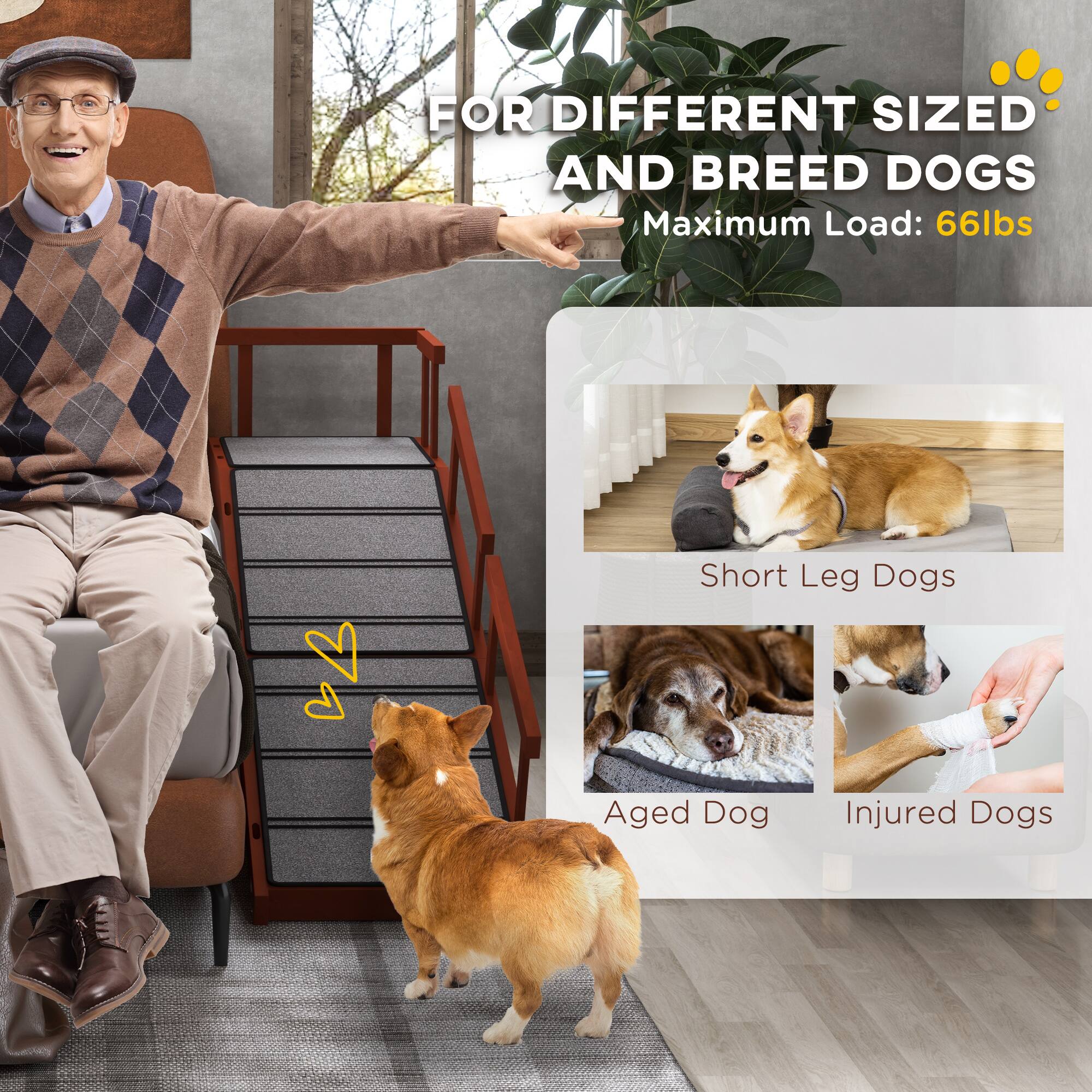 FOR DIFFERENT SIZED AND BREED DOGS  
Maximum Load: 66lbs  

Short Leg Dogs  
Aged Dog  
Injured Dogs