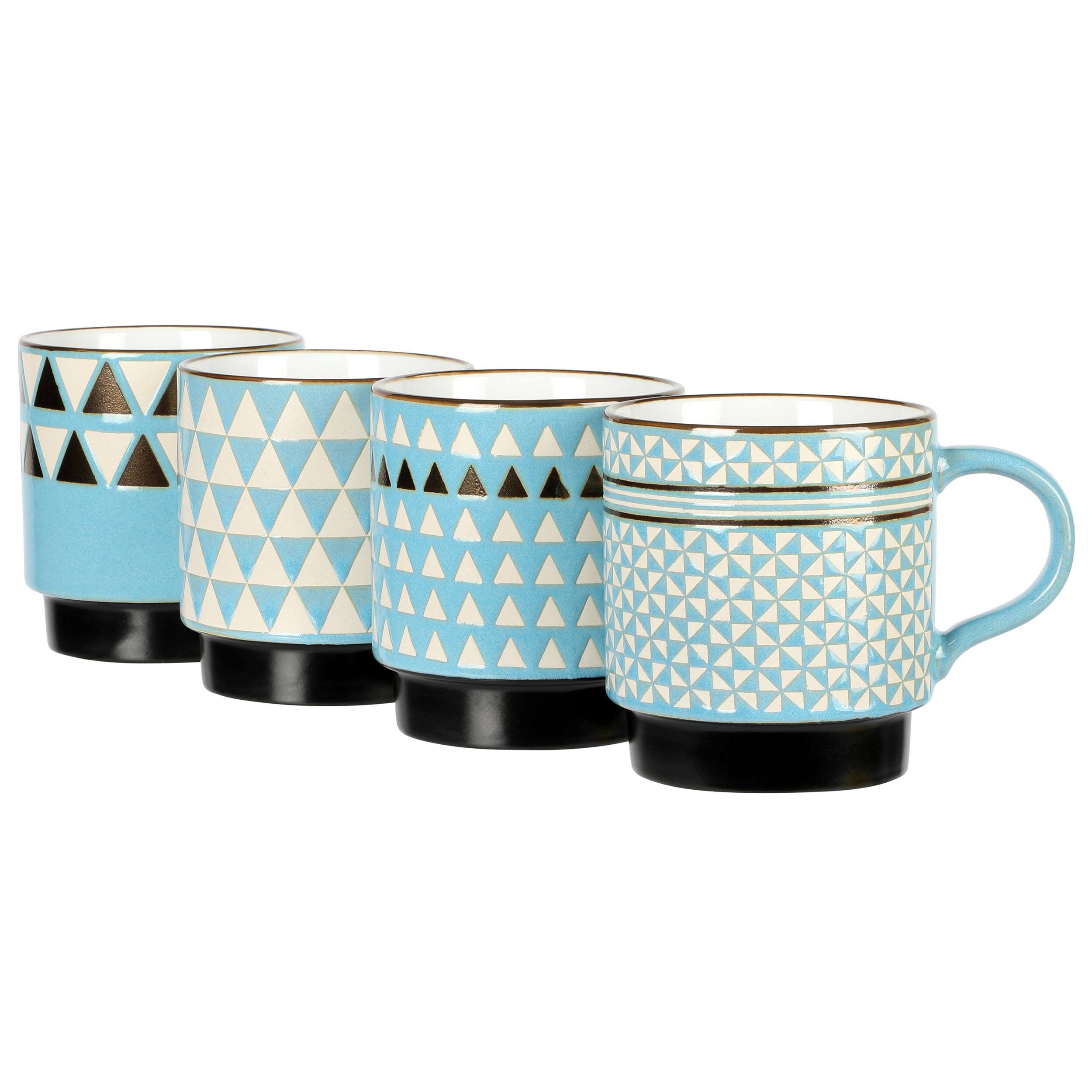 Alt View 1. Mr. Coffee - Mr. Coffee Prime Valley 4 Piece 15 Ounce Stackable Coffee Mug Set in Assorted Designs - Assorted.
