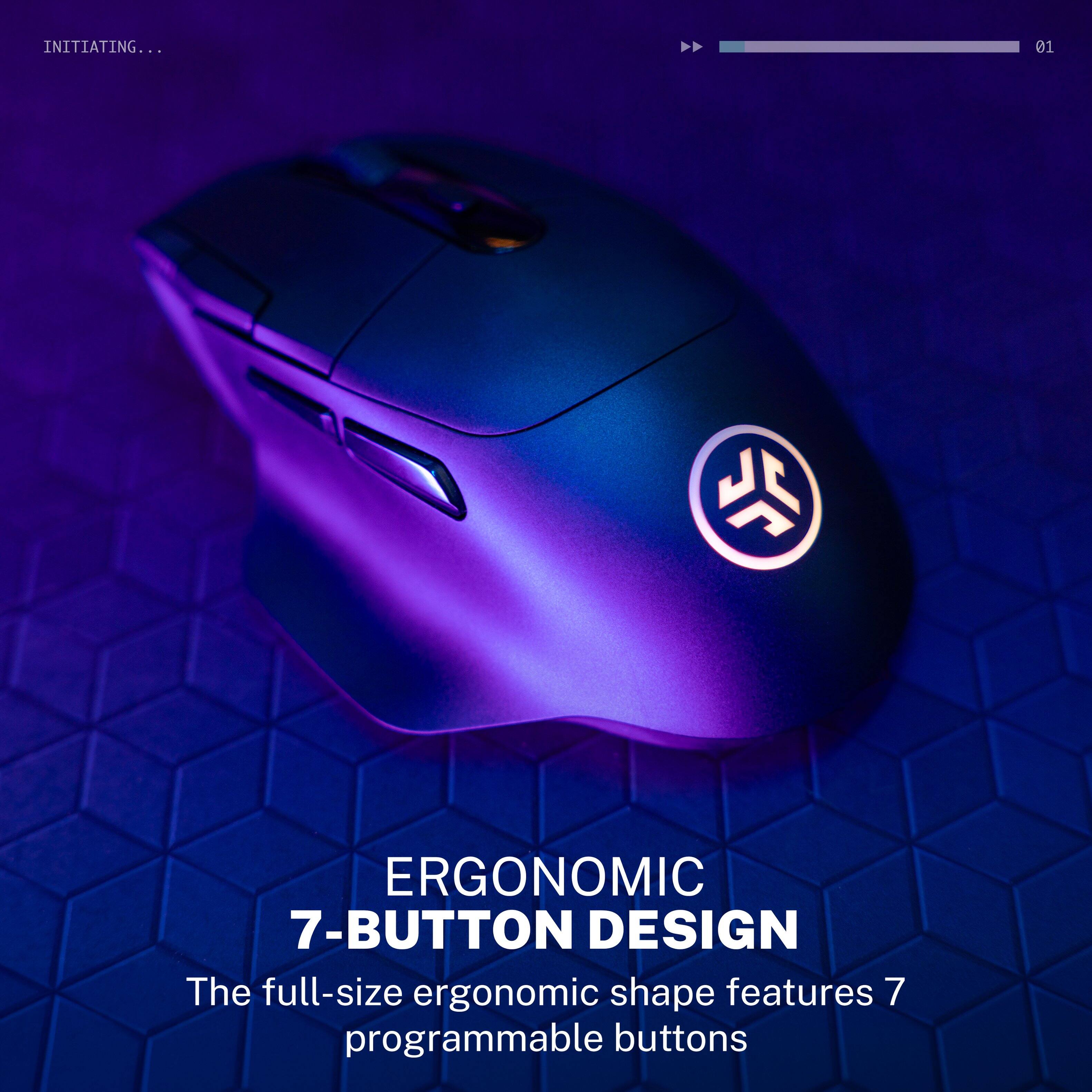 INITIATING... 01

ERGONOMIC 7-BUTTON DESIGN

The full-size ergonomic shape features 7 programmable buttons