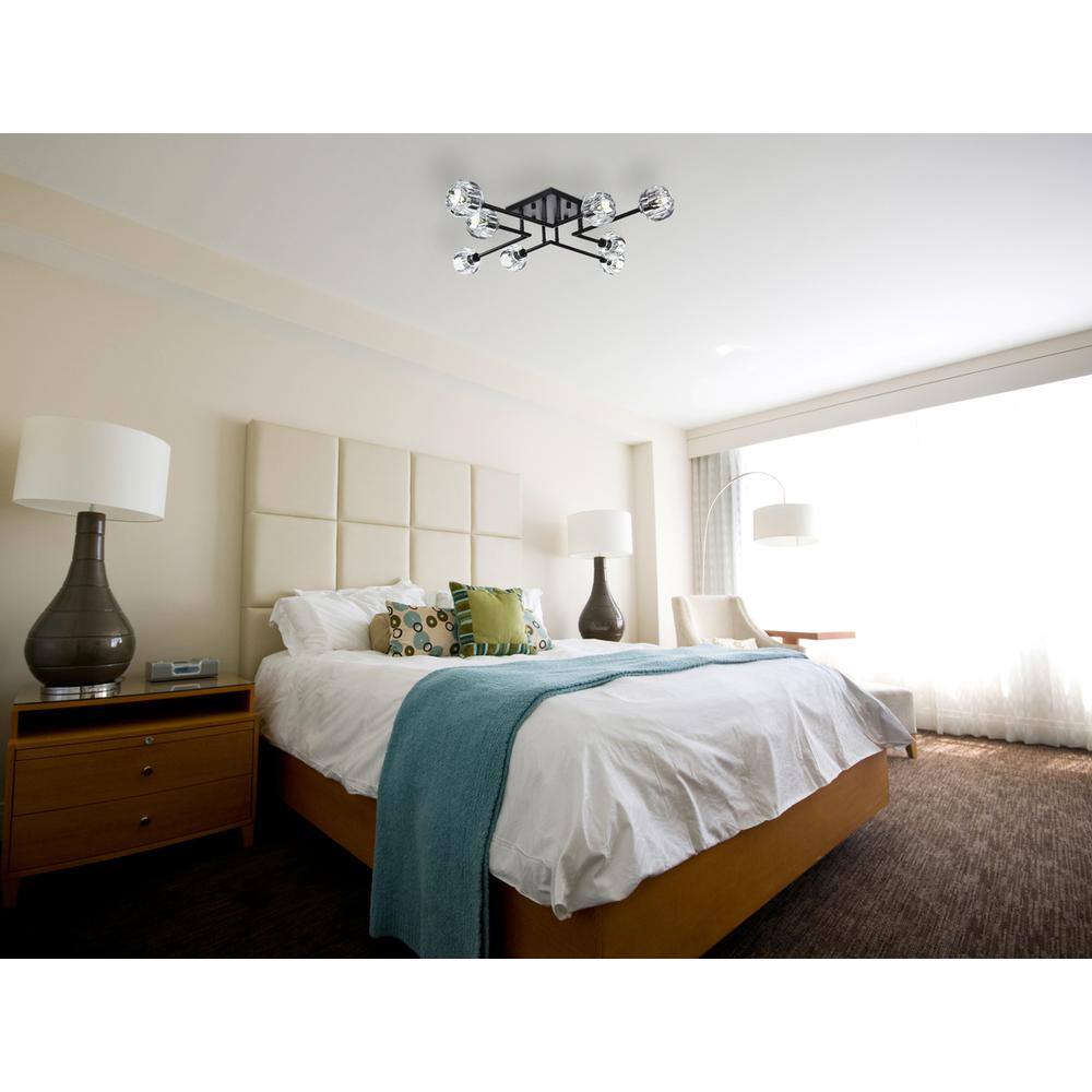 Back. Elegant Lighting - Eren 31 inch Flush Mount in Black - Black.