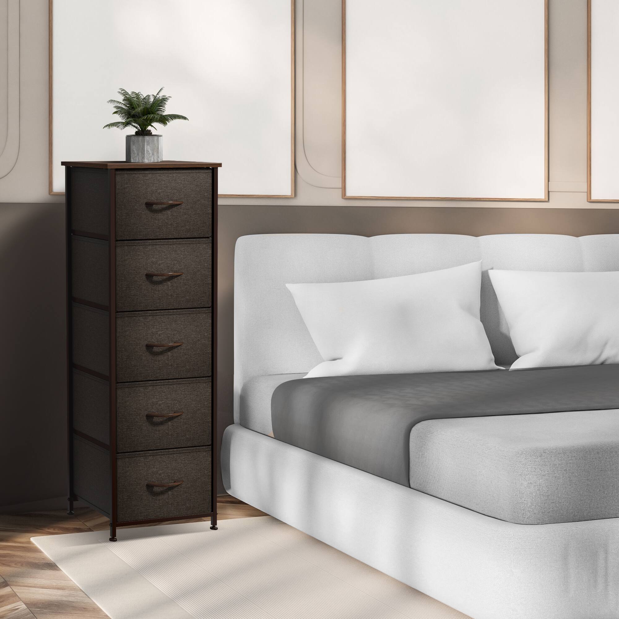 Alt View 1. Sorbus - Sorbus Nightstand with 5 Drawers, Tall Storage Dresser Tower Organizer for Bedroom, Hallway, Closet, College Dorm - Gray Black.