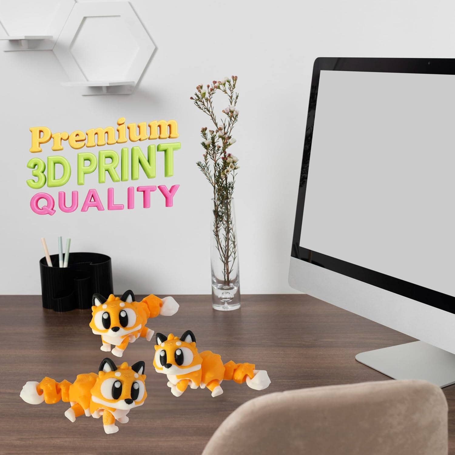 JuzToys 3D Printed Articulated Fox Fidget Toy 3 Pack, Flexible Cute ...