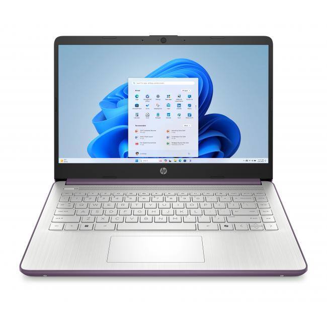 Alt View 1. HP - HP 14" HD Touchscreen Notebook Intel N150 4GB RAM 128GB SSD Winter Lavender + HP Wireless Mouse - Winter Lavender.