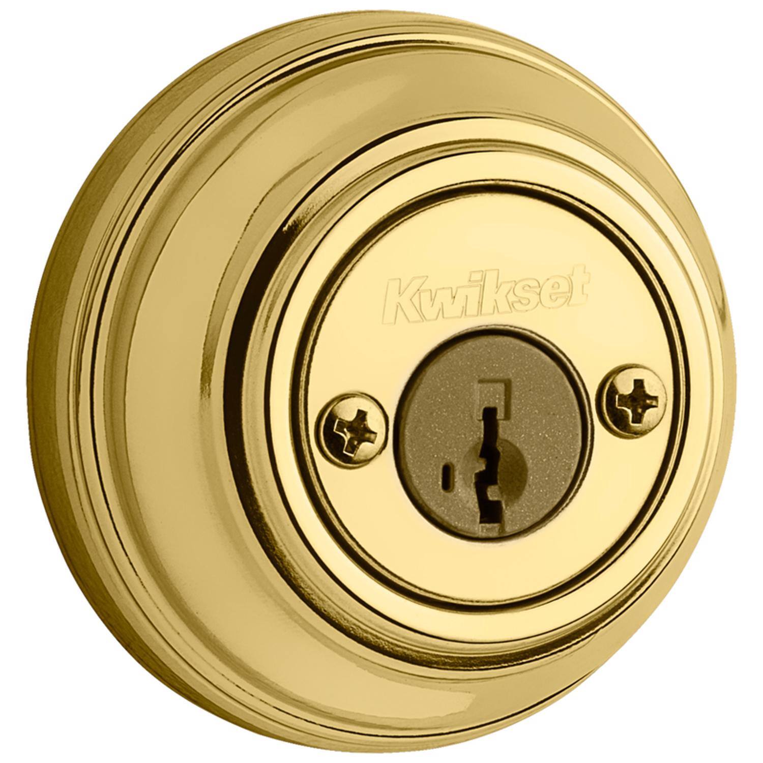 Left. Kwikset - Kwikset SmartKey Polished Brass Metal Deadbolt.