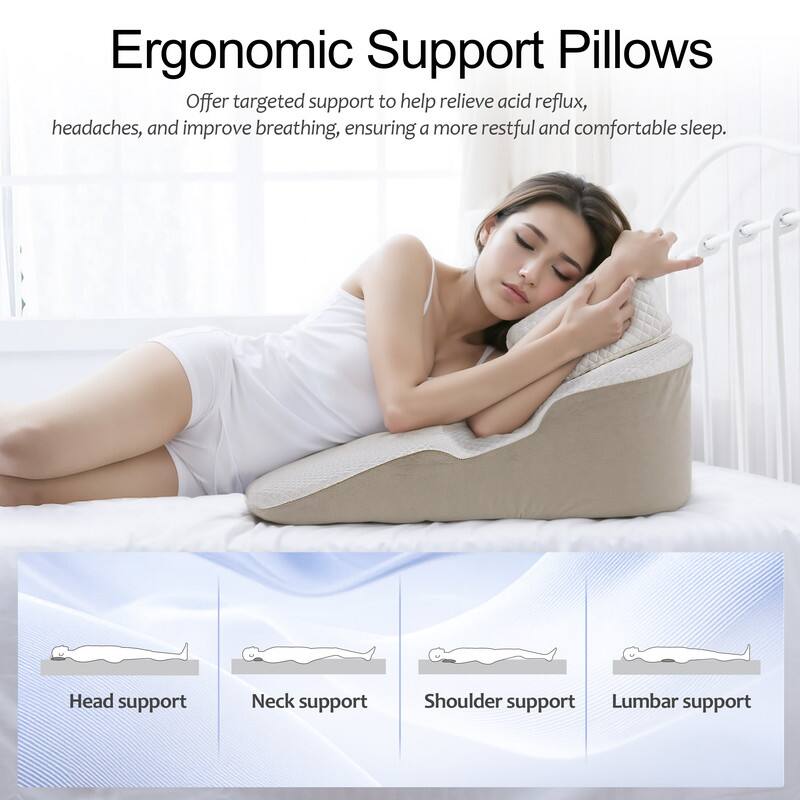 Ergonomic Support Pillows

Offer targeted support to help relieve acid reflux, headaches, and improve breathing, ensuring a more restful and comfortable sleep.

Head support  
Neck support  
Shoulder support  
Lumbar support