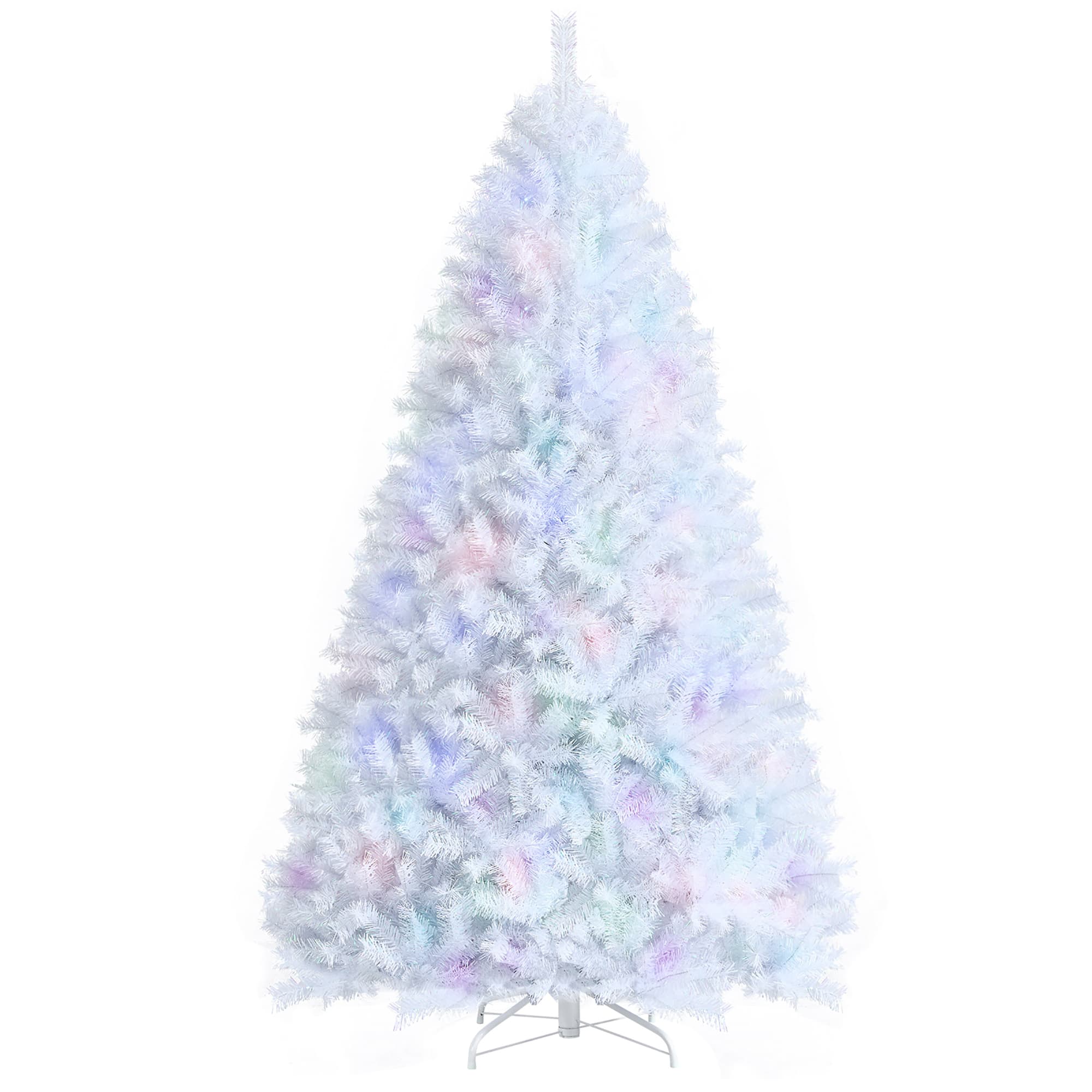 Costway - 8ft Iridescent Tinsel Artificial Christmas Tree with 1636 Branch Tips - White