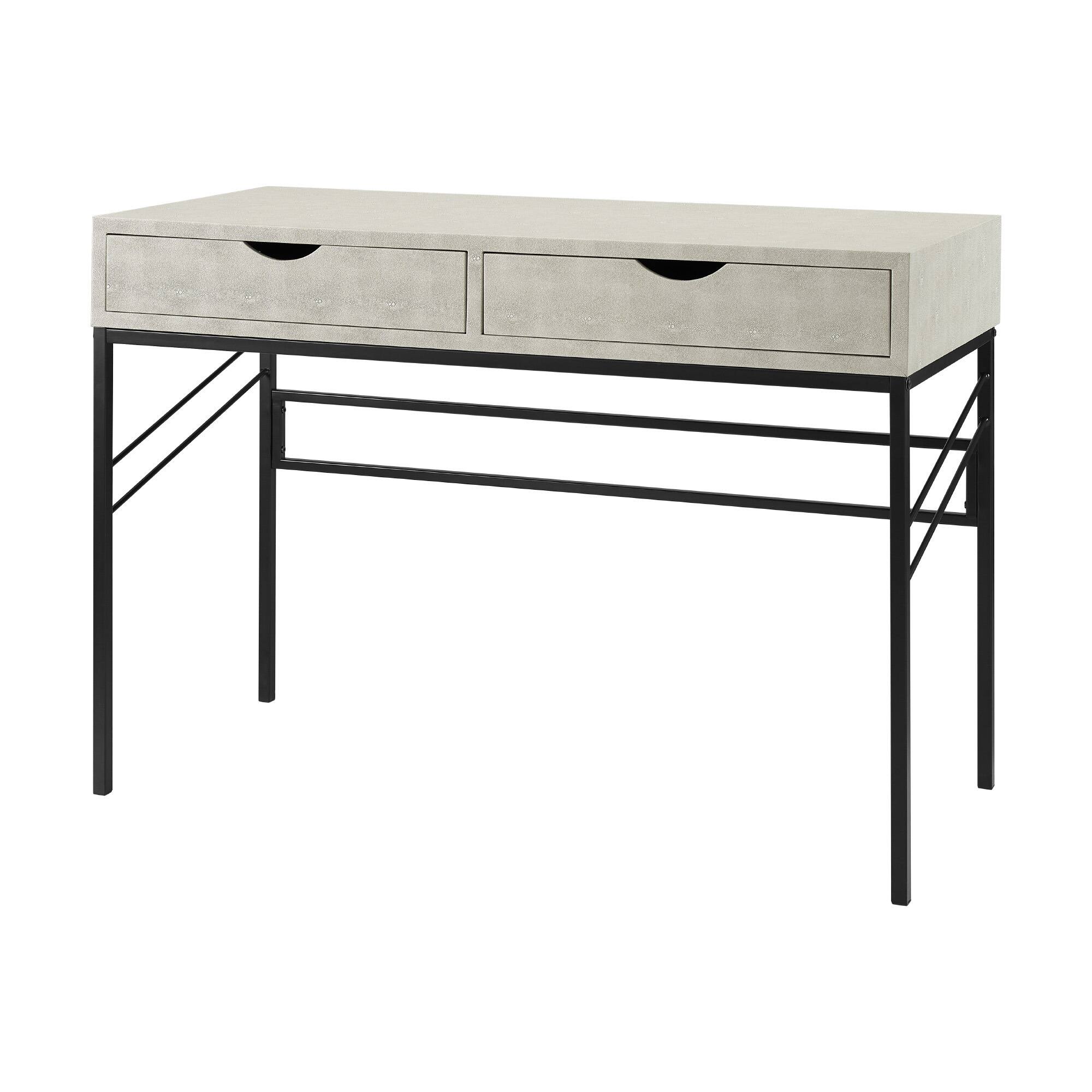 Alt View 1. Spaco - Contemporary Faux Shagreen Writing Desk - Off White.