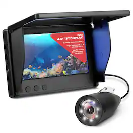 Pyle - 4.3” Portable Underwater Fishing Camera with TFT LCD Monitor, 1000TVL IP68 Waterproof Camera, 12 Infrared Lights