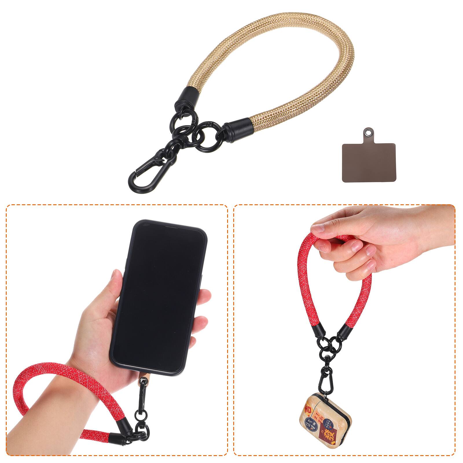 Alt View 2. Unique Bargains - Phone Lanyard Universal Polyester Wrist Lanyard with Patch for All Smartphone Case 1pc - Gold.