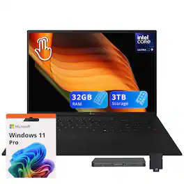 LG - gram 17" 2.5K Touch Laptop,Intel Ultra 9288V,32GB RAM,2TB SSD+1TB Dock Set,Backlit KB,Copilot+ PC,Win 11 Pro - Black