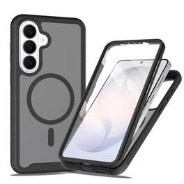 Dteck - for Samsung Galaxy S26+ Magnetic Matte Case with Built-in Screen Protector,Shockproof Full Body Protective Cover - Black