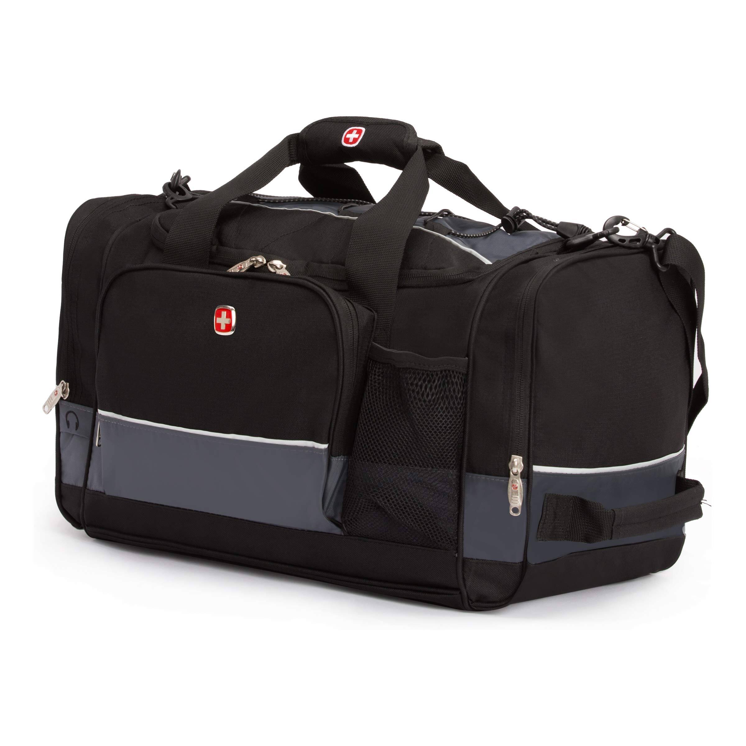 Front. Paradigms Interiors - Apex Duffle Bag For Travel And Gym With Bungee-cord System - Grey/Black-28-Inch.