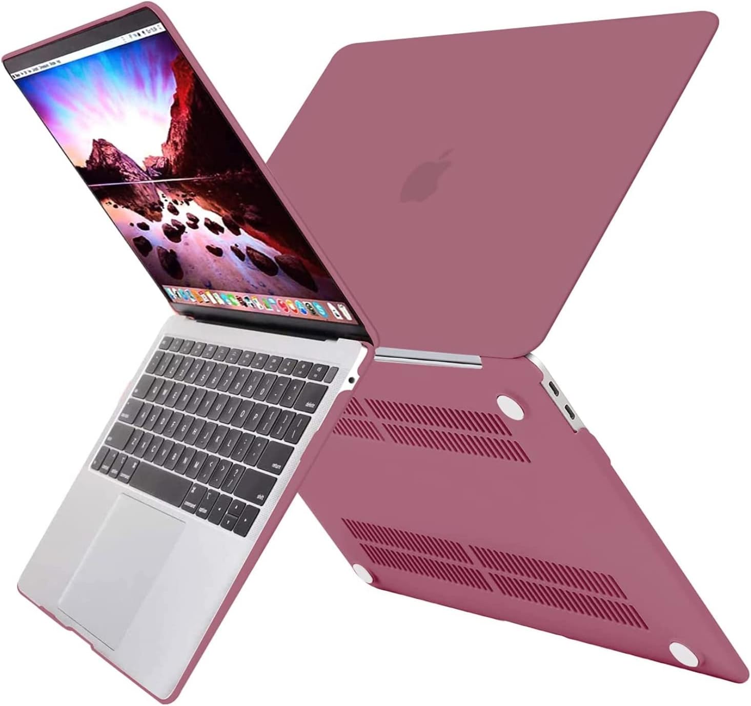 Back. mosiso - 4IN1 Case Kit for MacBook Air 13 inch M1 A2337 A2179 A1932 2021-2018, Hard Shell&Keyboard Cover&Screen Protector&Pouch - Dusty Rose.