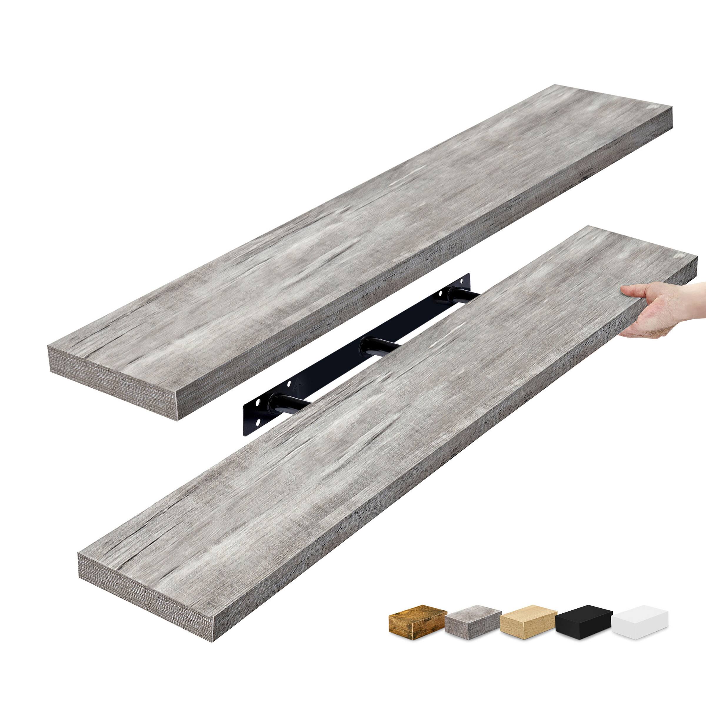 Sorbus - 2 Pack 47 x 9.25 Inch Wall Mounted Floating Shelves - Stylish and Functional Storage - Gray