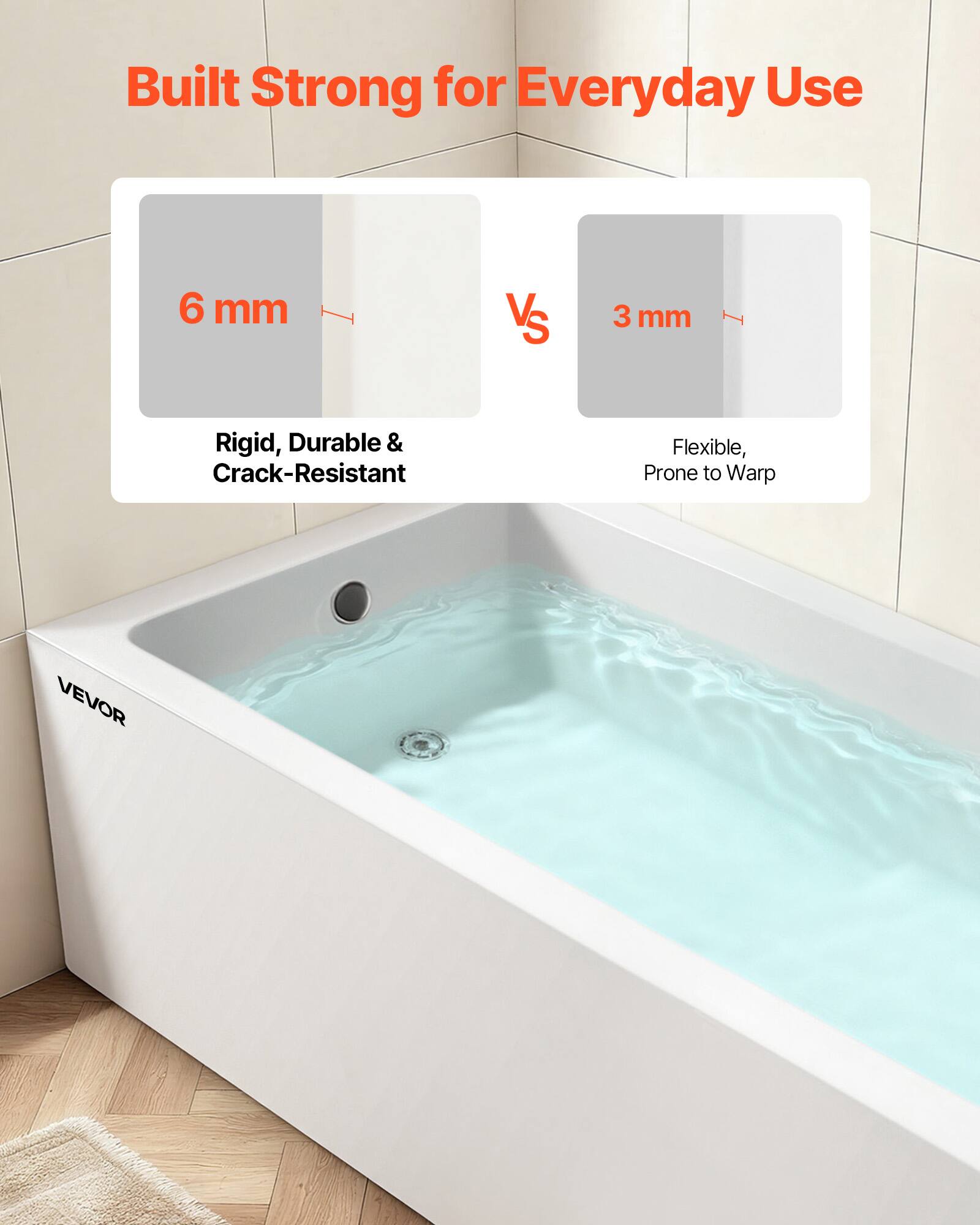 Built Strong for Everyday Use

6 mm  
Rigid, Durable & Crack-Resistant

Vs

3 mm  
Flexible, Prone to Warp

VEVOR