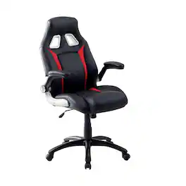 Manhattan Lane - Leatherette Gaming Chair with Padded Armrests and Adjustable Height - Black
