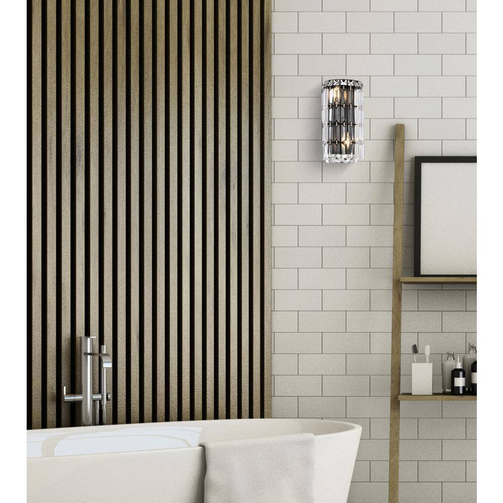 Angle. Elegant Lighting - Maxime 6 Inch Black Wall Sconce - Black And Clear.