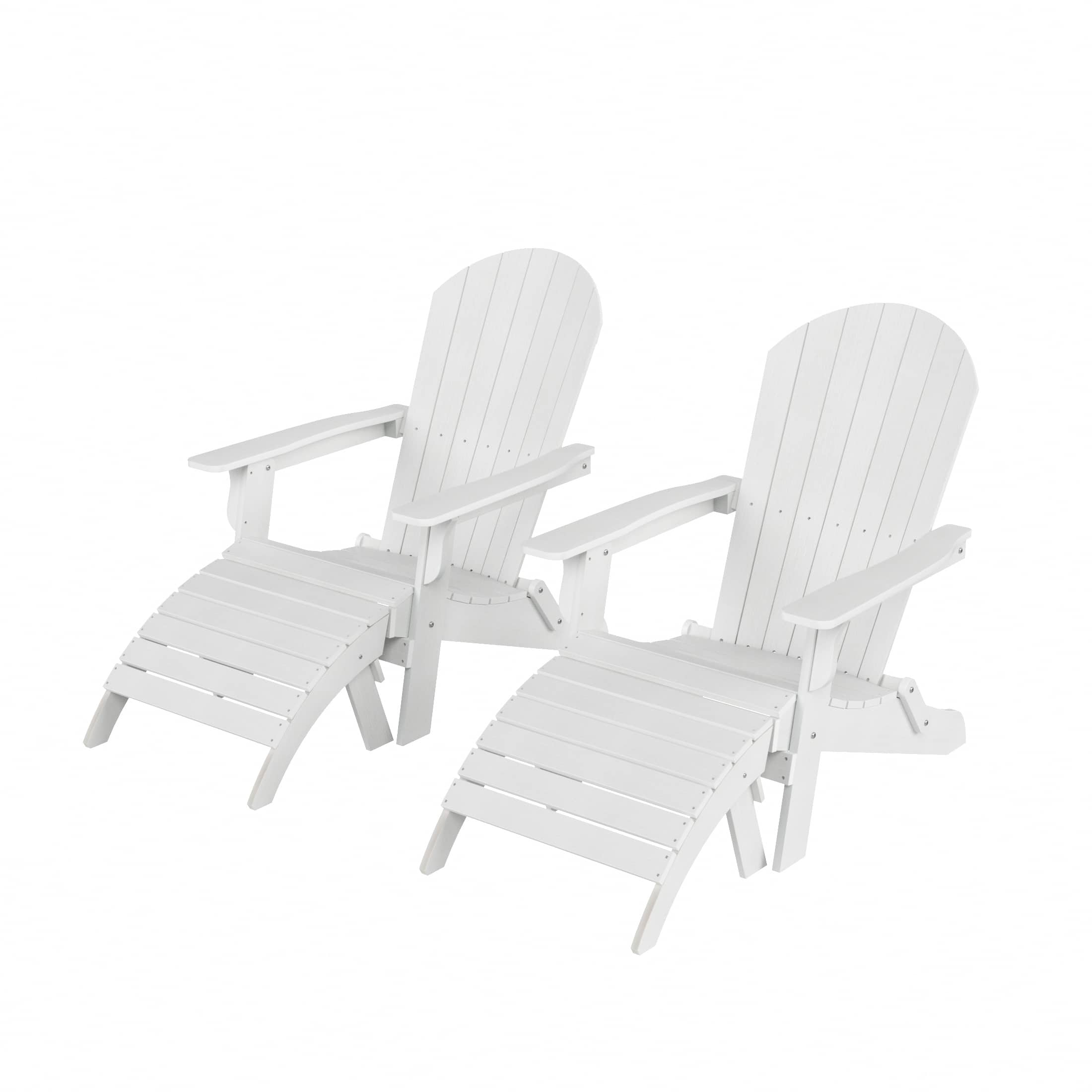 WestinTrends - Tuscany 4-Piece HIPS Outdoor Folding Adirondack Seashell Chair With Folding Ottoman (Set of 2) - White price history on PriceWatchPro