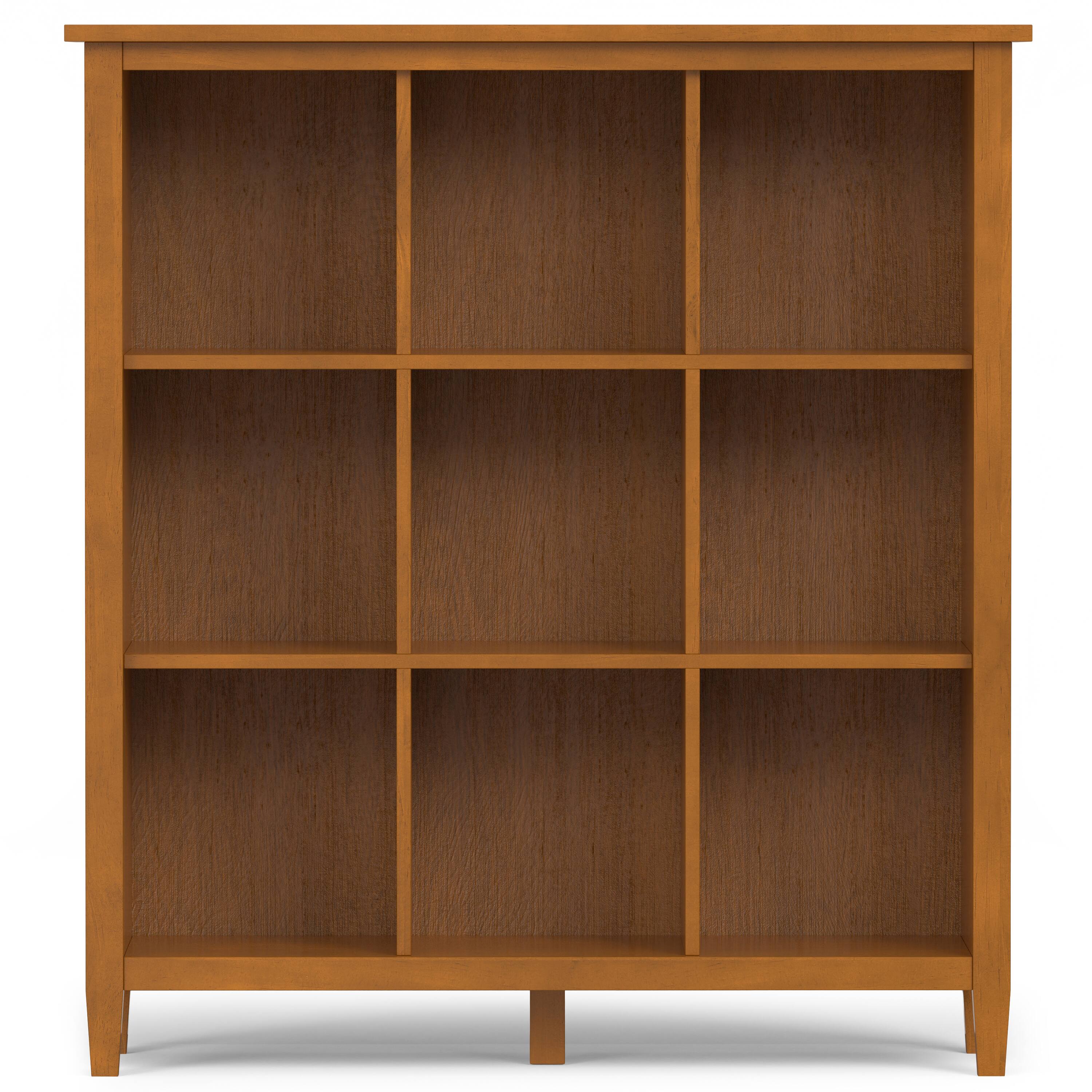 Left. Simpli Home - Warm Shaker SOLID WOOD 48 inch x 44 inch Transitional 9 Cube Storage in Light Golden Brown - Light Golden Brown.