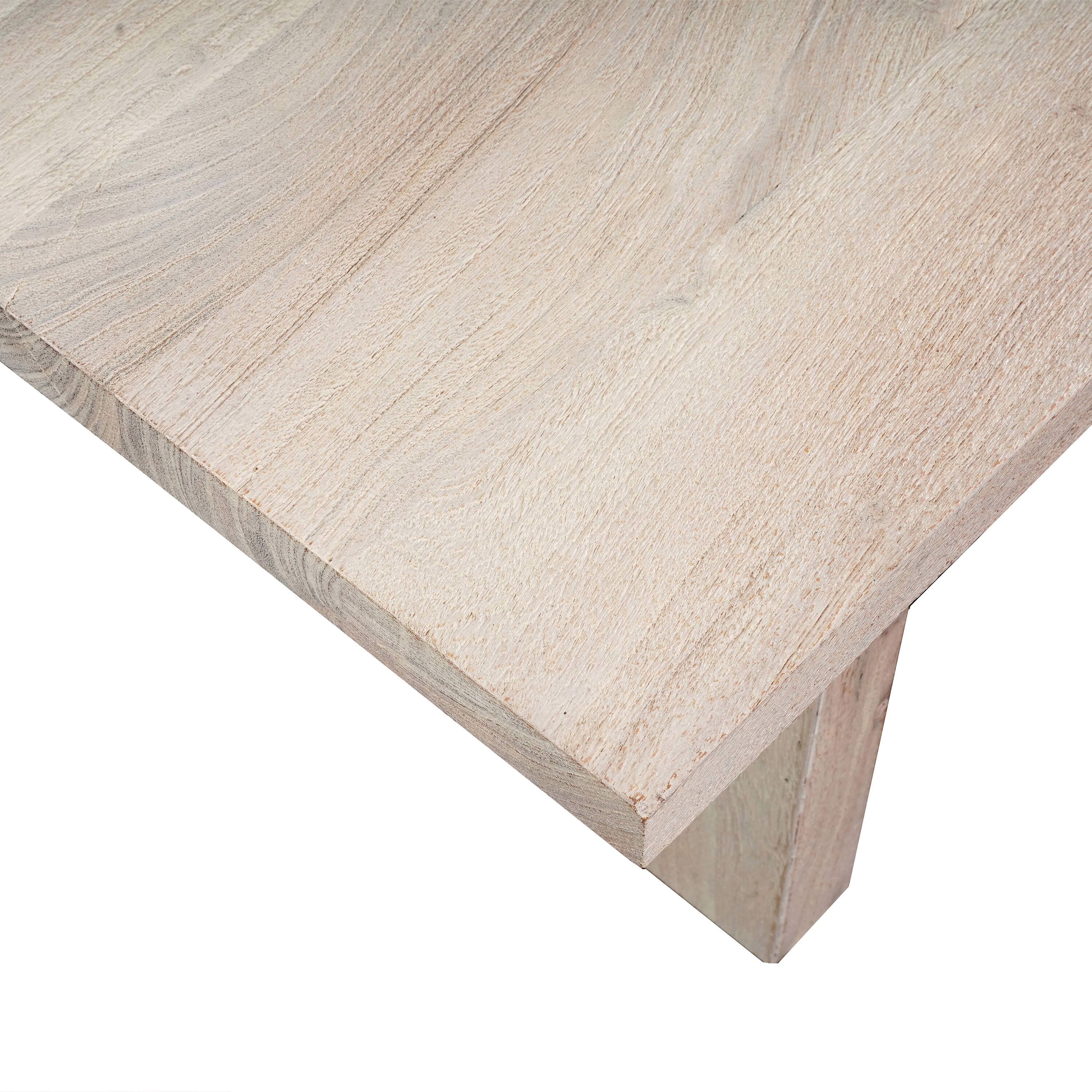 Alt View 4. Manhattan Lane - Nira Coffee Table | 48 Inch Rectangular Top | Handcrafted Acacia Wood | Panel Leg Base - Washed White.