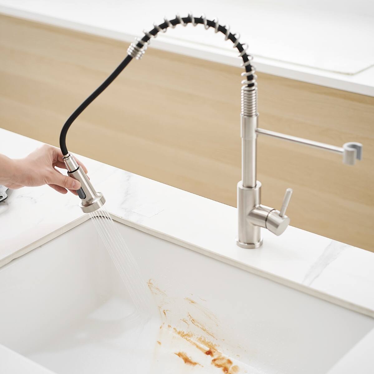 Alt View 2. Ropilly - Ropilly Pull Down Kitchen Faucet, Brushed Nickel Stainless Steel Single Handle Spring Kitchen Sink Faucet - Brushed Nickel.